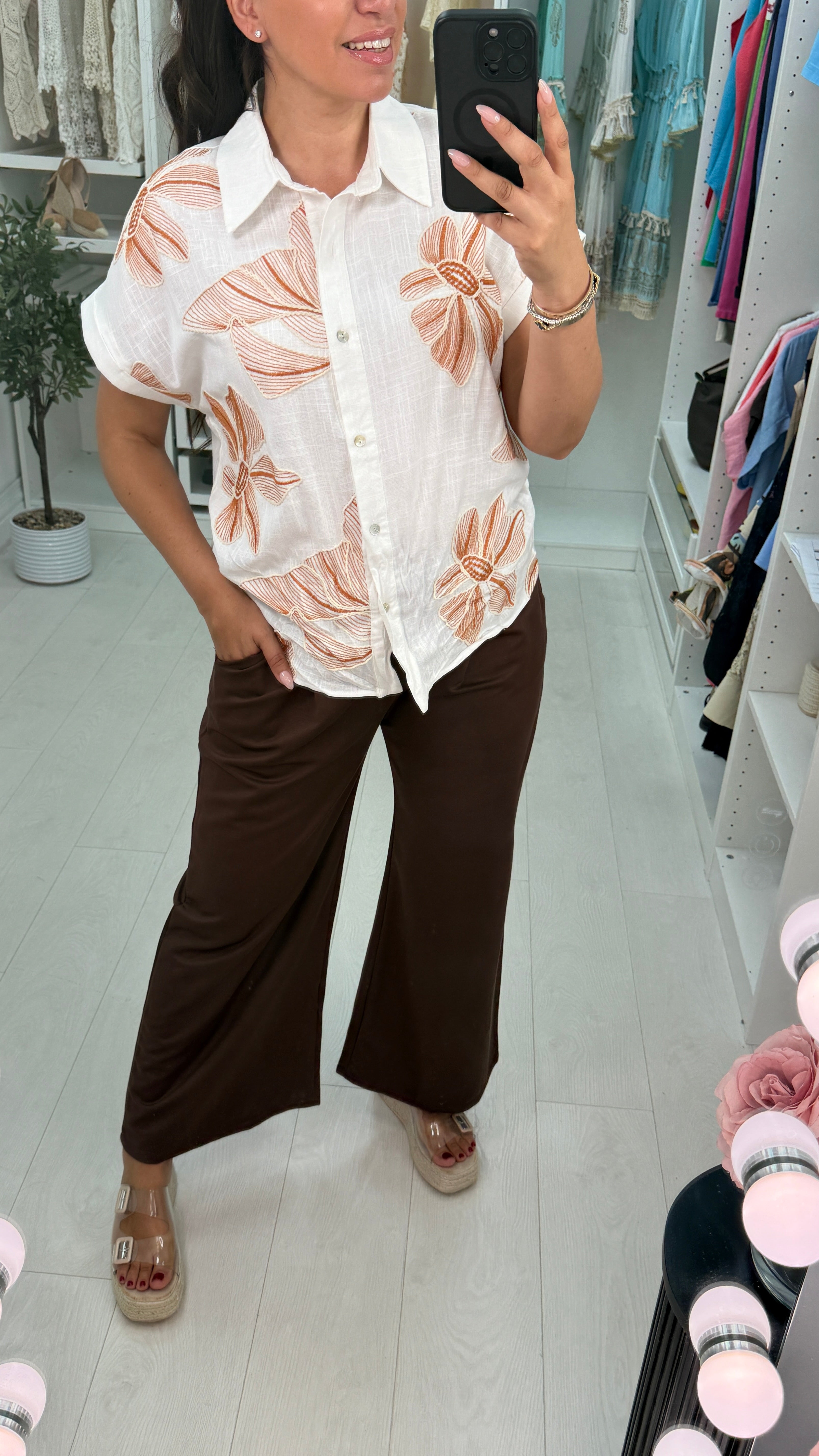 Zelia Floral Embroidered Linen Shirt