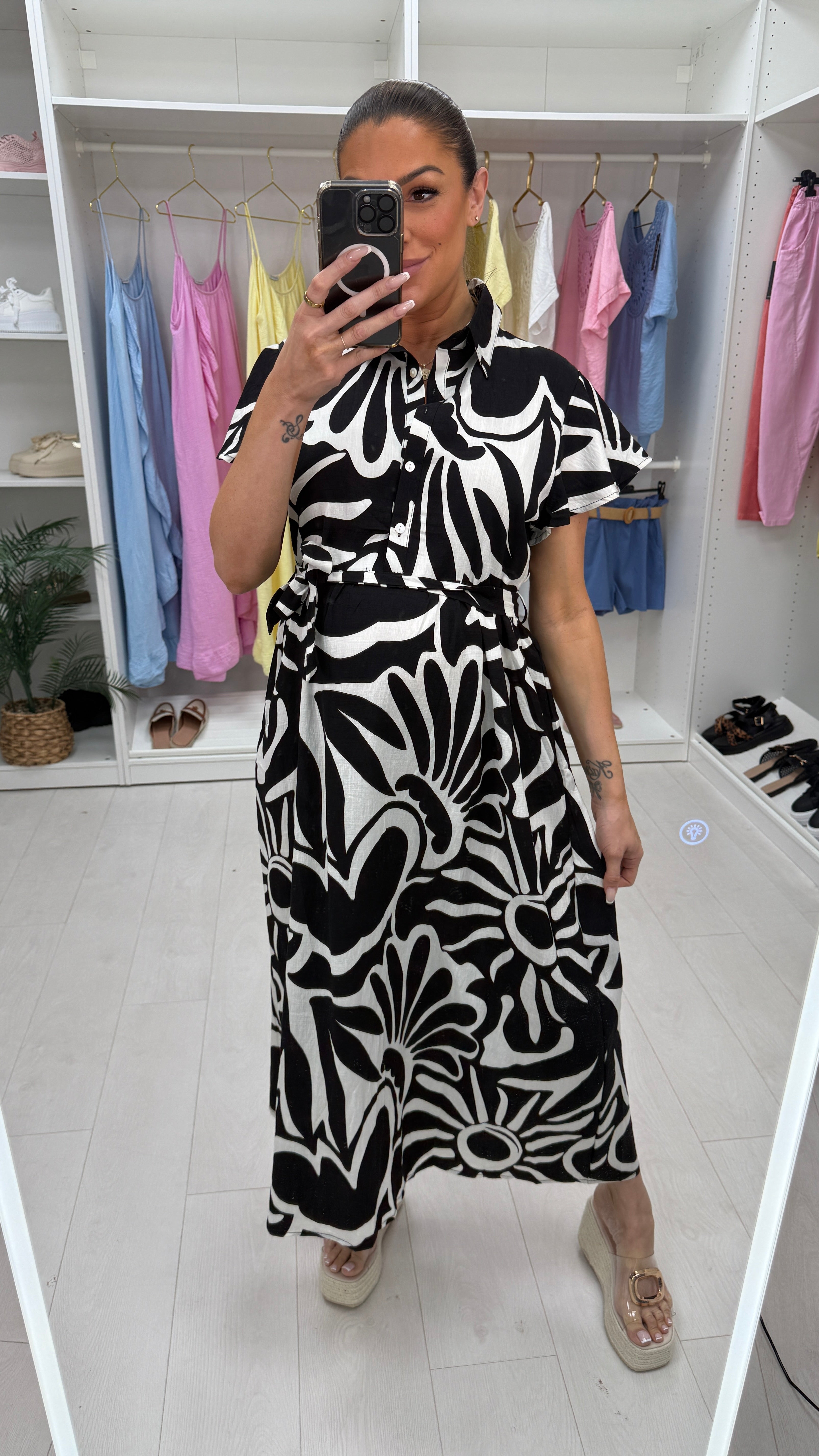 Lysandra Abstract Print Tie Front Maxi Dress