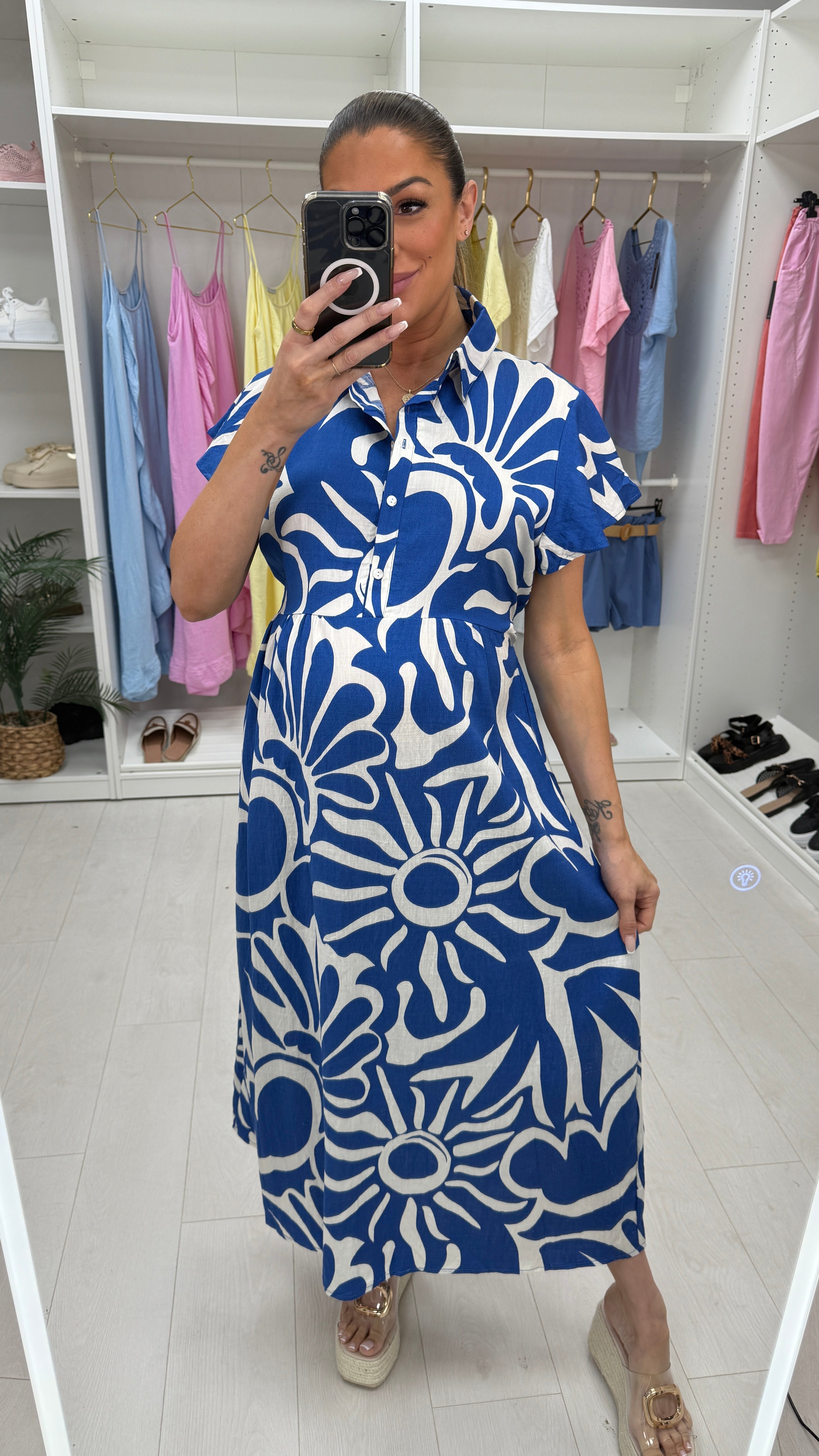 Lysandra Abstract Print Tie Front Maxi Dress