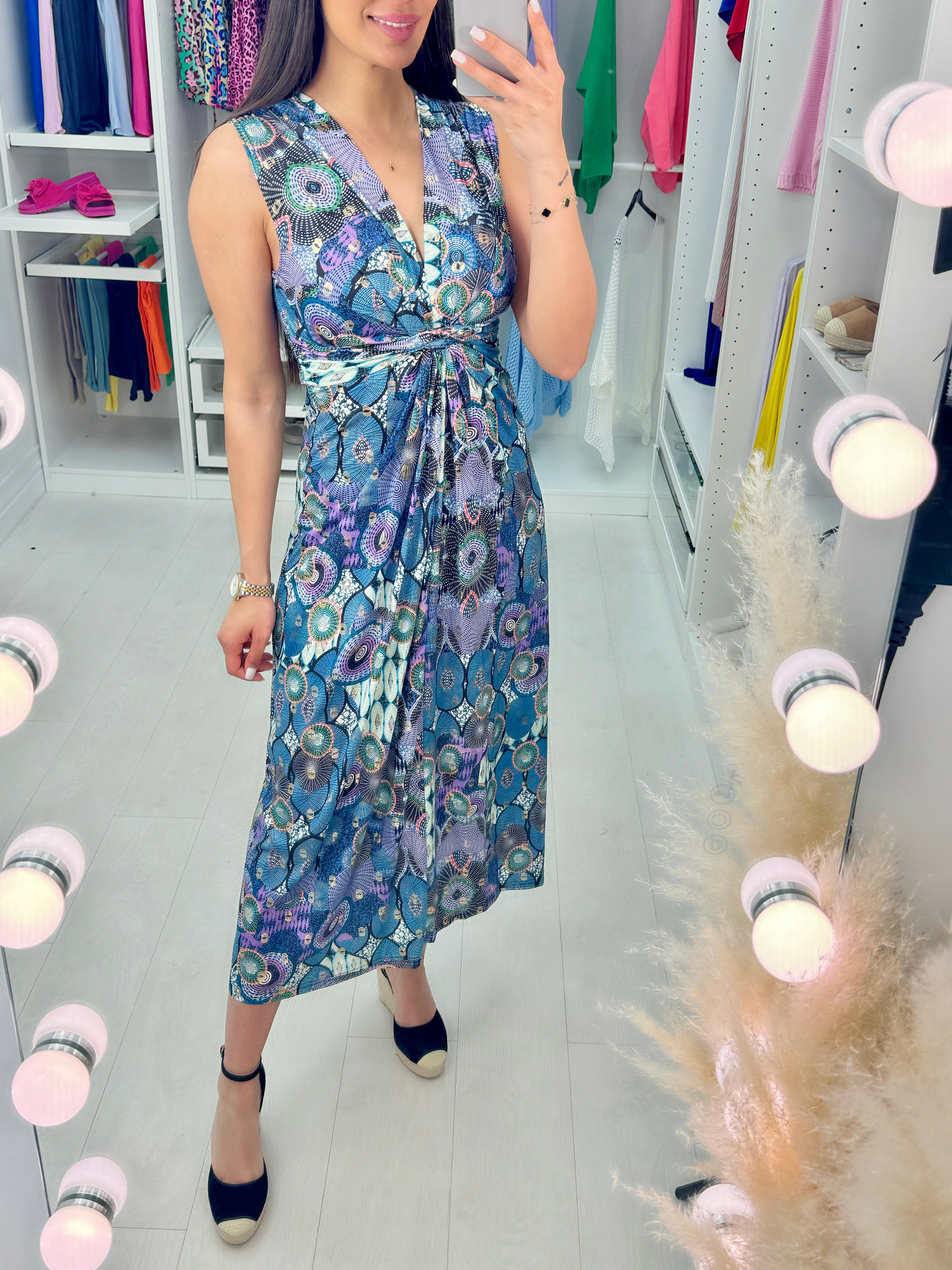 Edonia Abstract Print Wrap Effect Dress