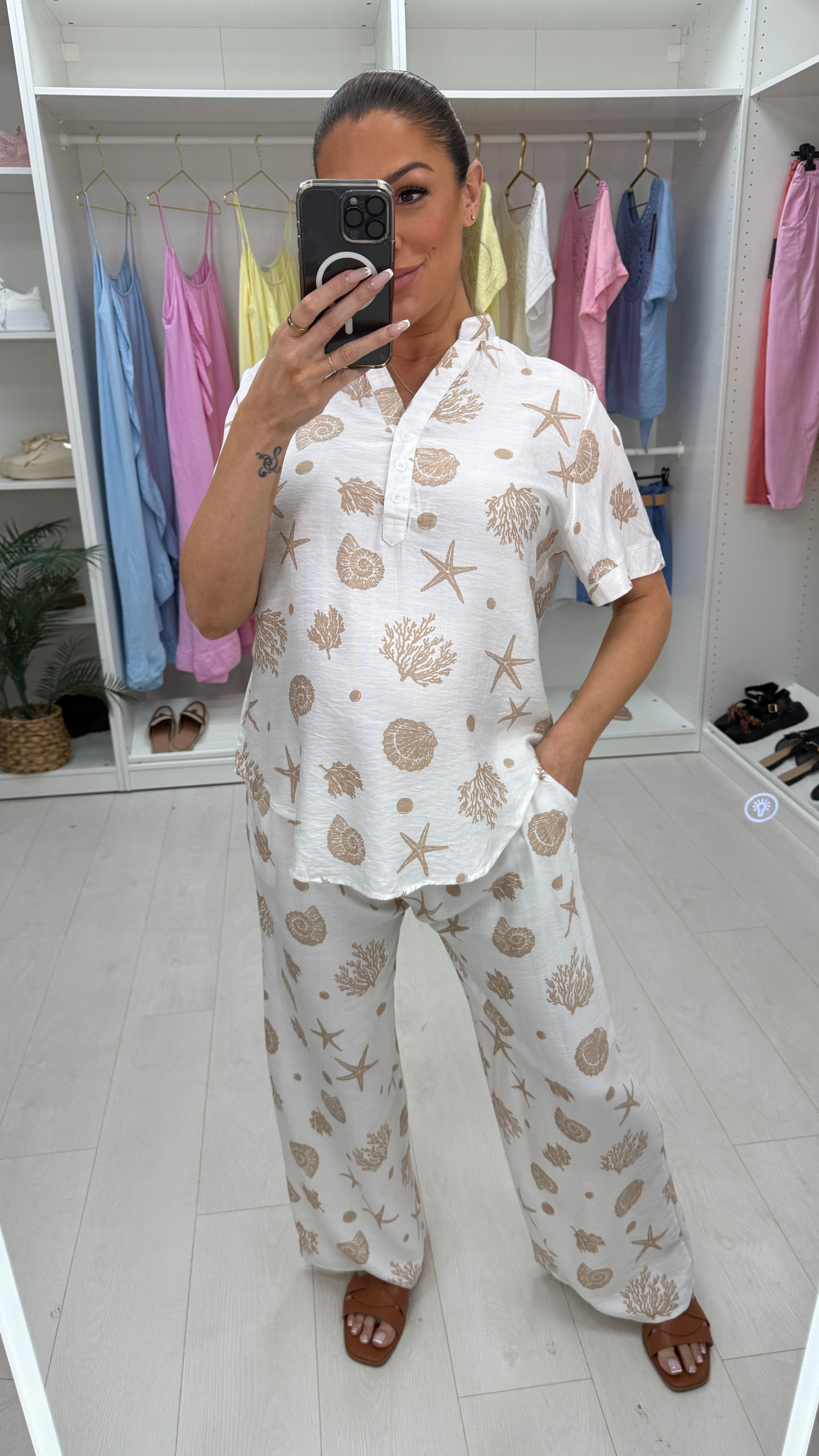 Zephira Ocean Print V Neck Co-Ord Set