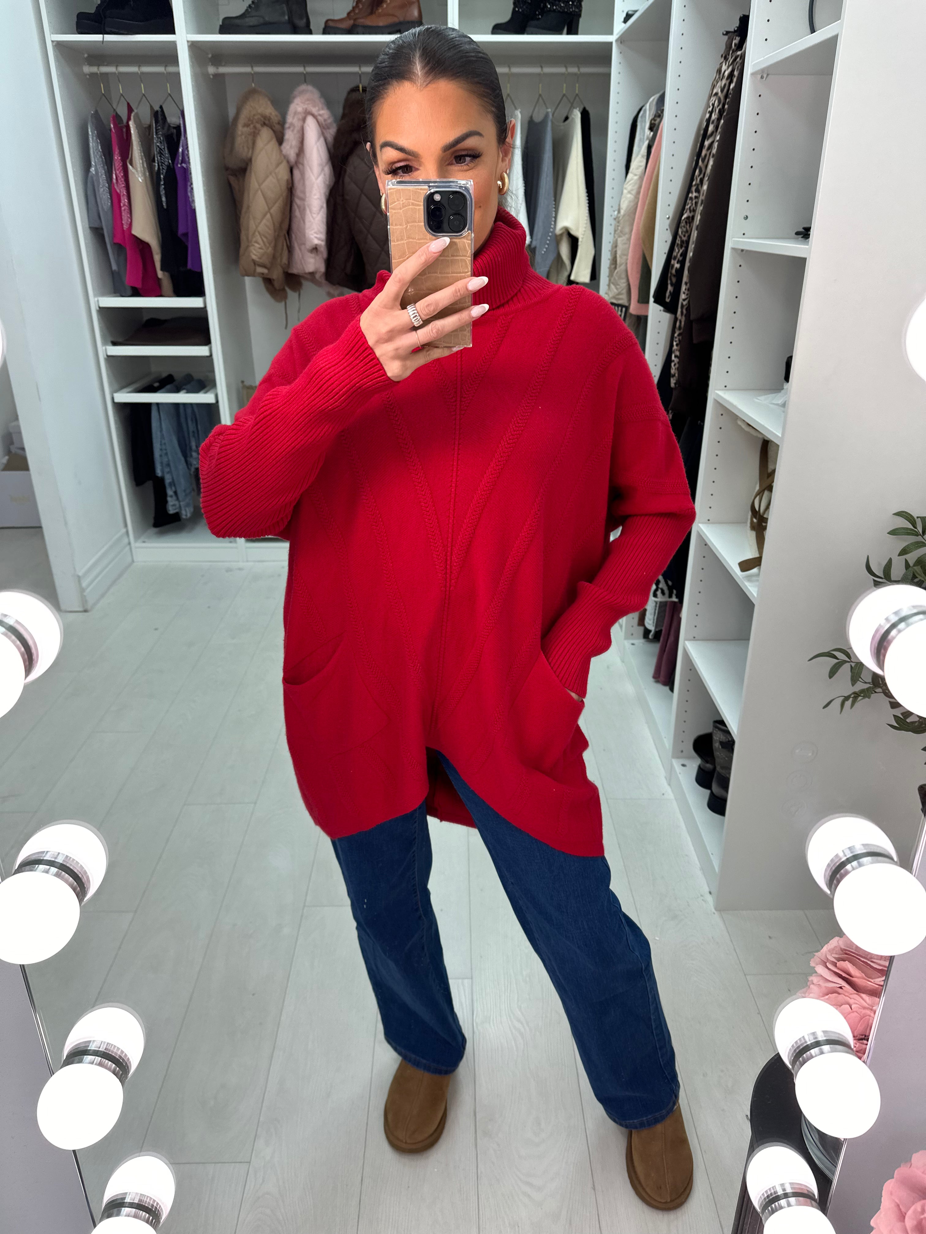 Dawn Plain Oversized Asymmetric Detail Roll Neck Jumper