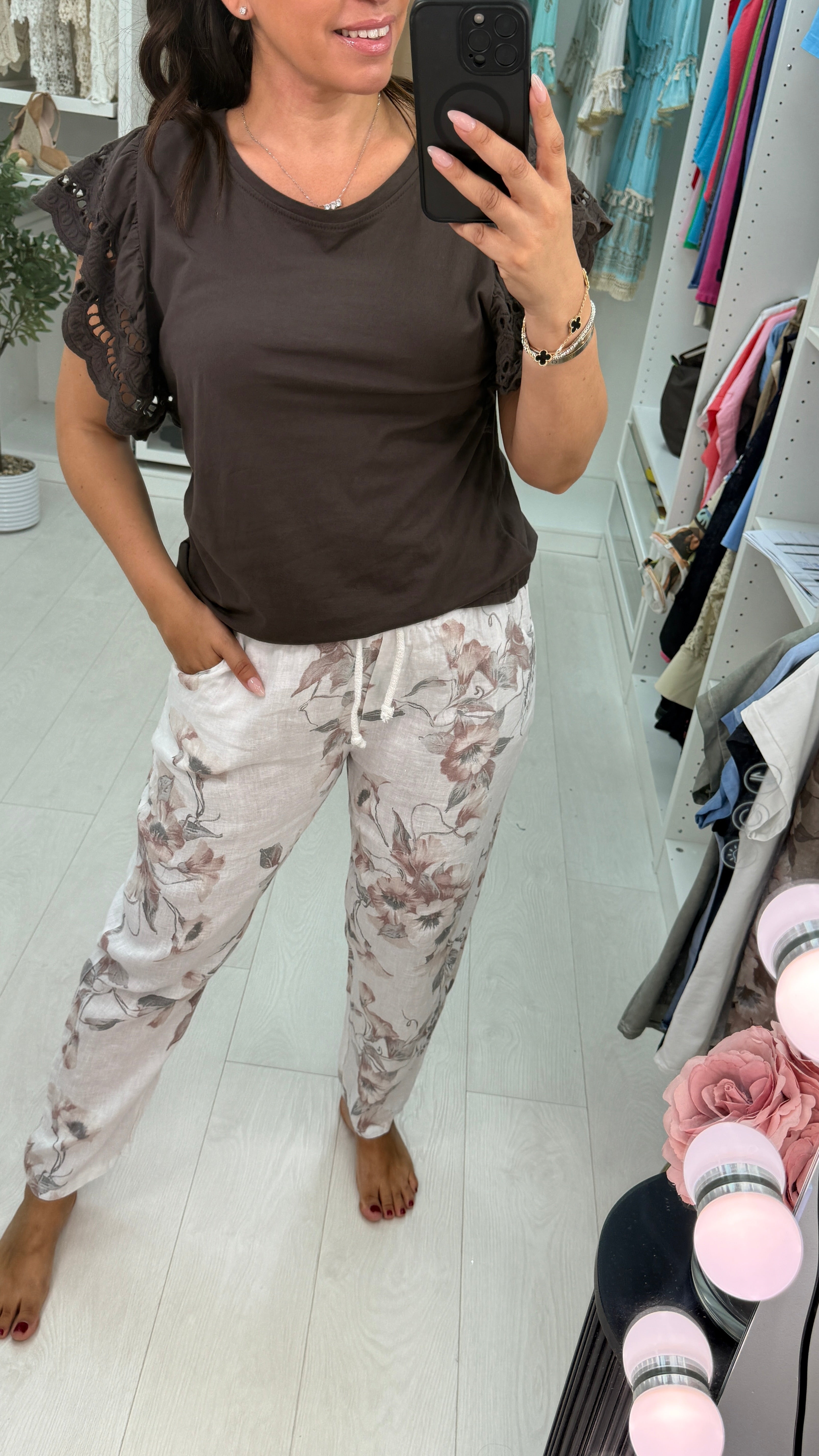 Yazz Floral Print Relaxed Fit Trousers