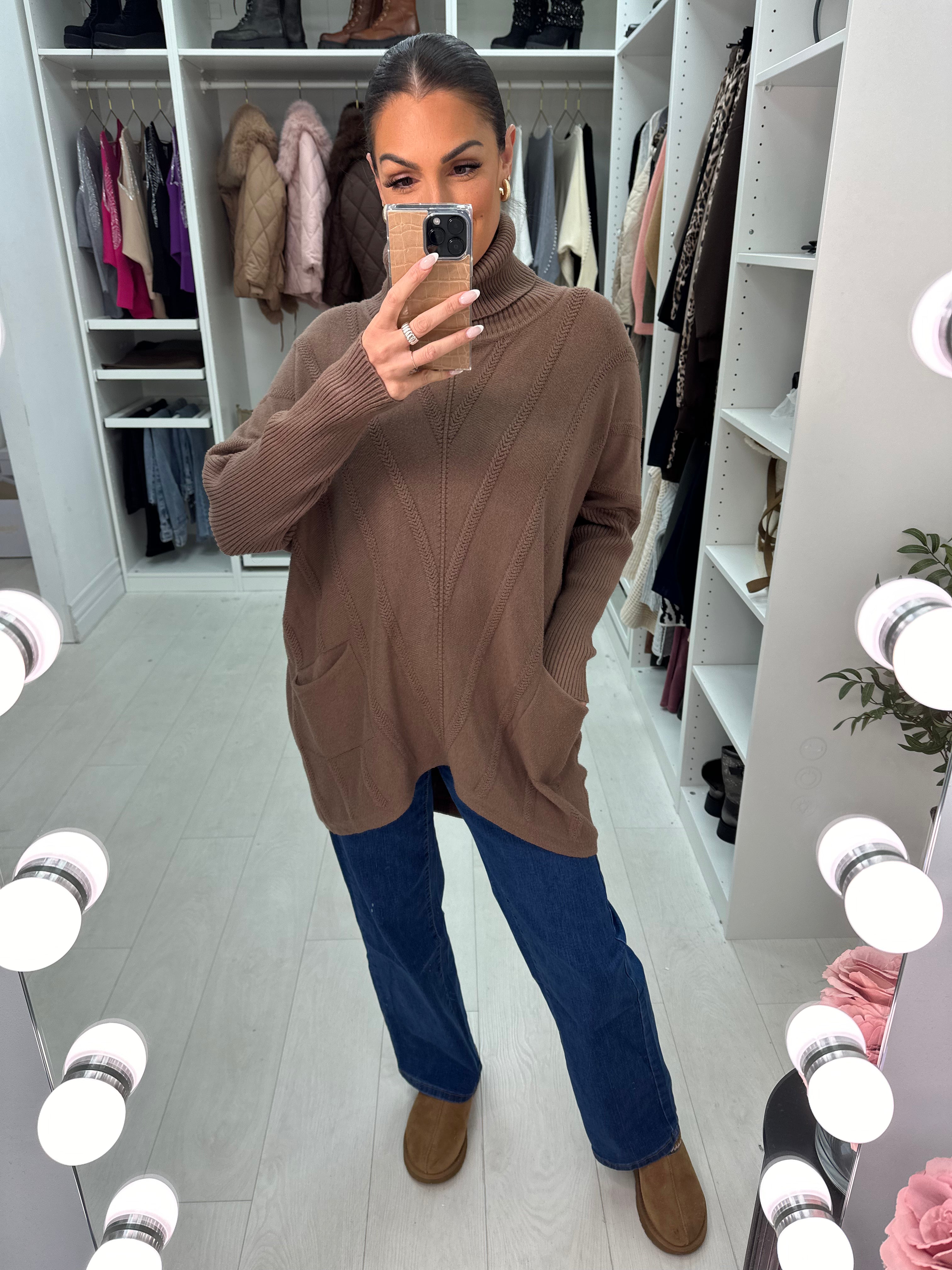 Dawn Plain Oversized Asymmetric Detail Roll Neck Jumper