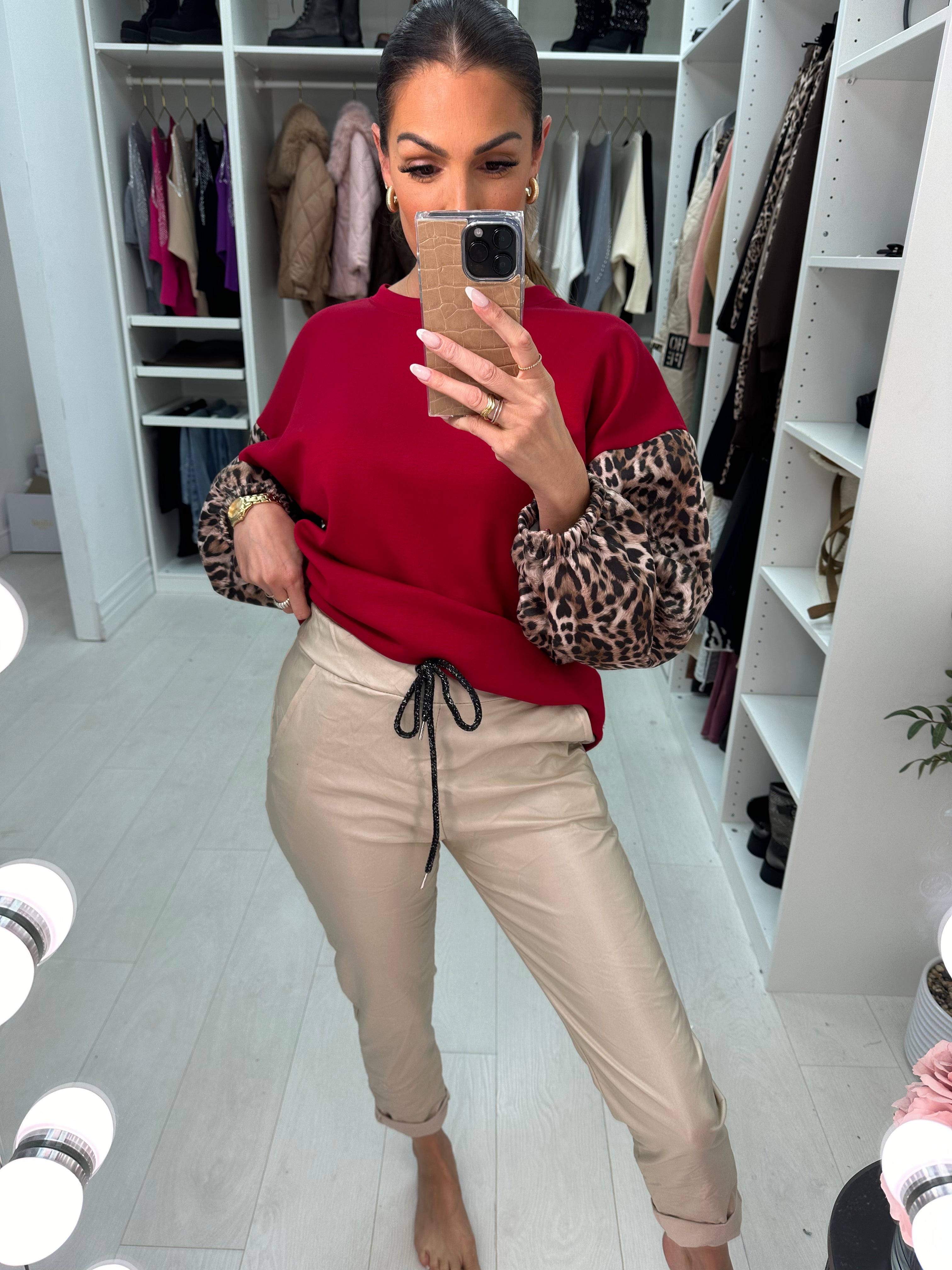 Otila Faux Leather Creased Effect Joggers