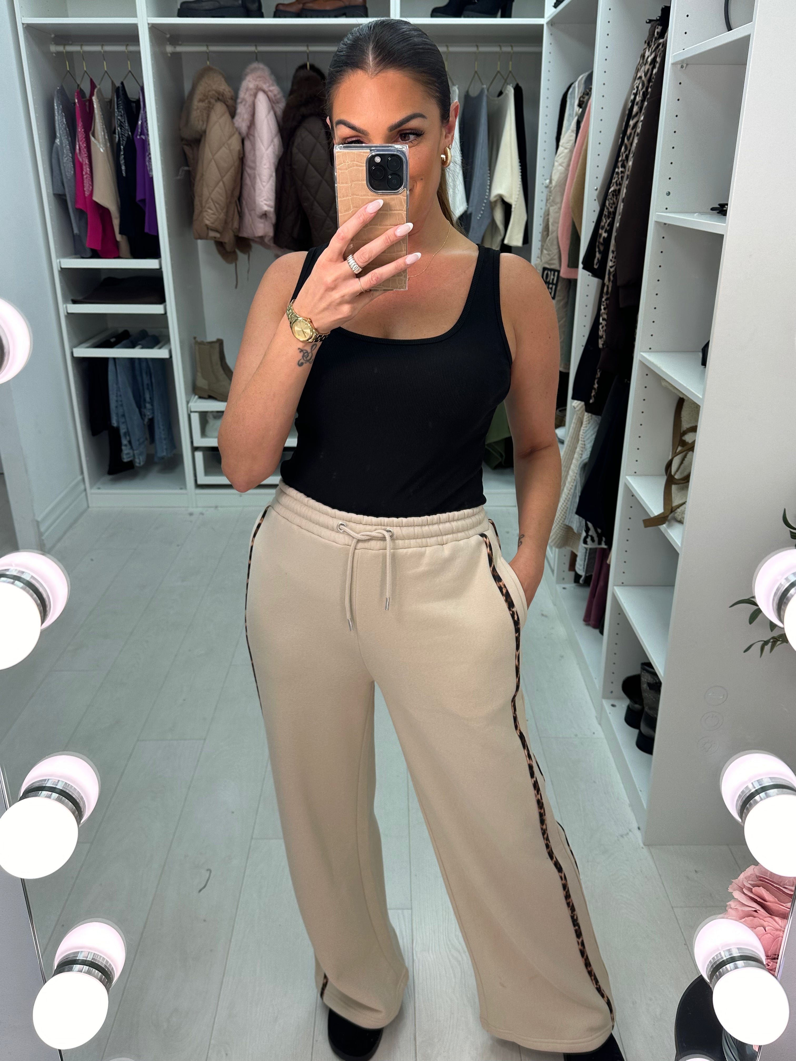 Fabio Leopard Print Side Stripe Joggers