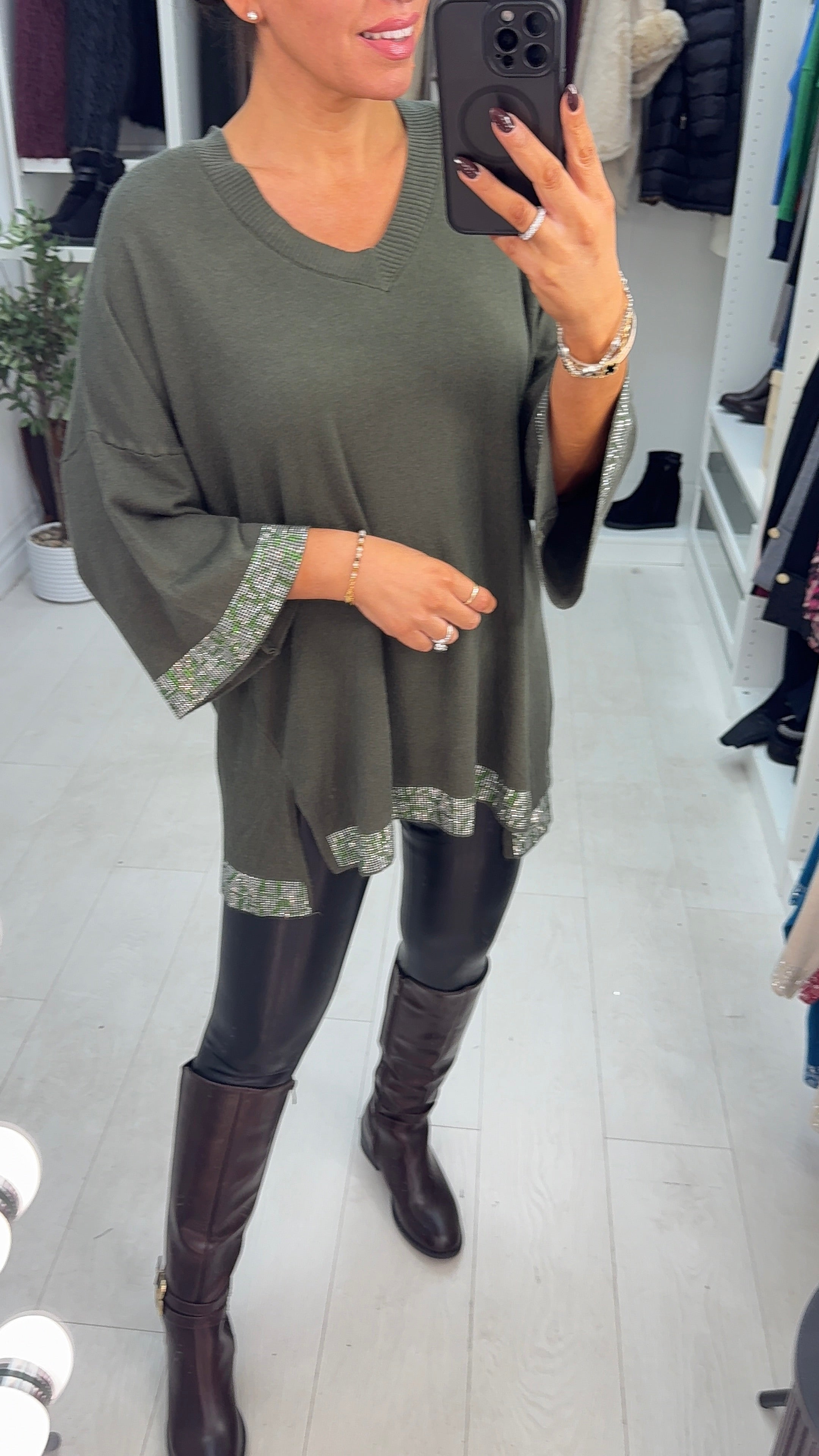 Janet Diamante Trim V-neck Jumper