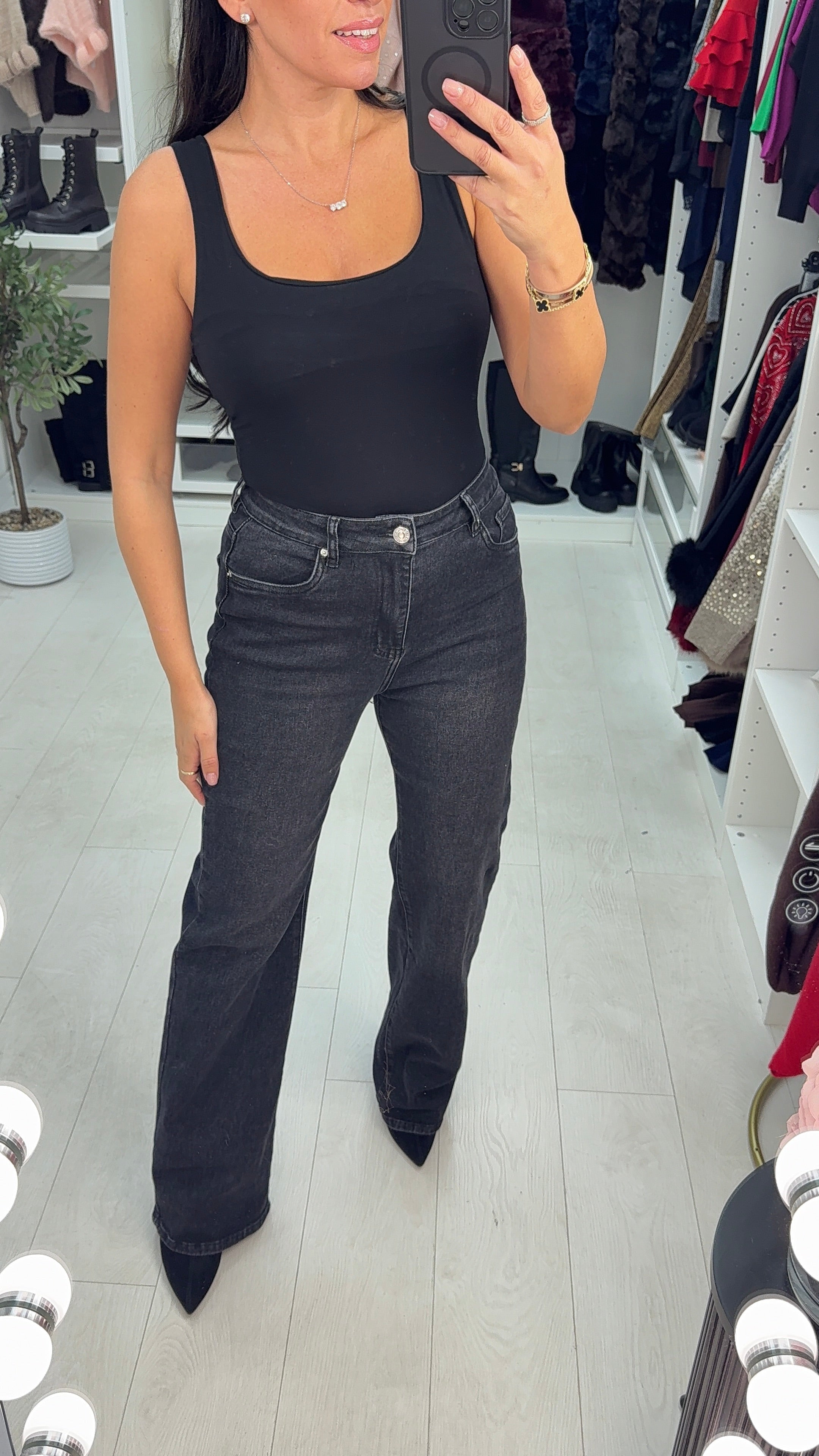 Quentin Washed Black Straight Leg Jeans