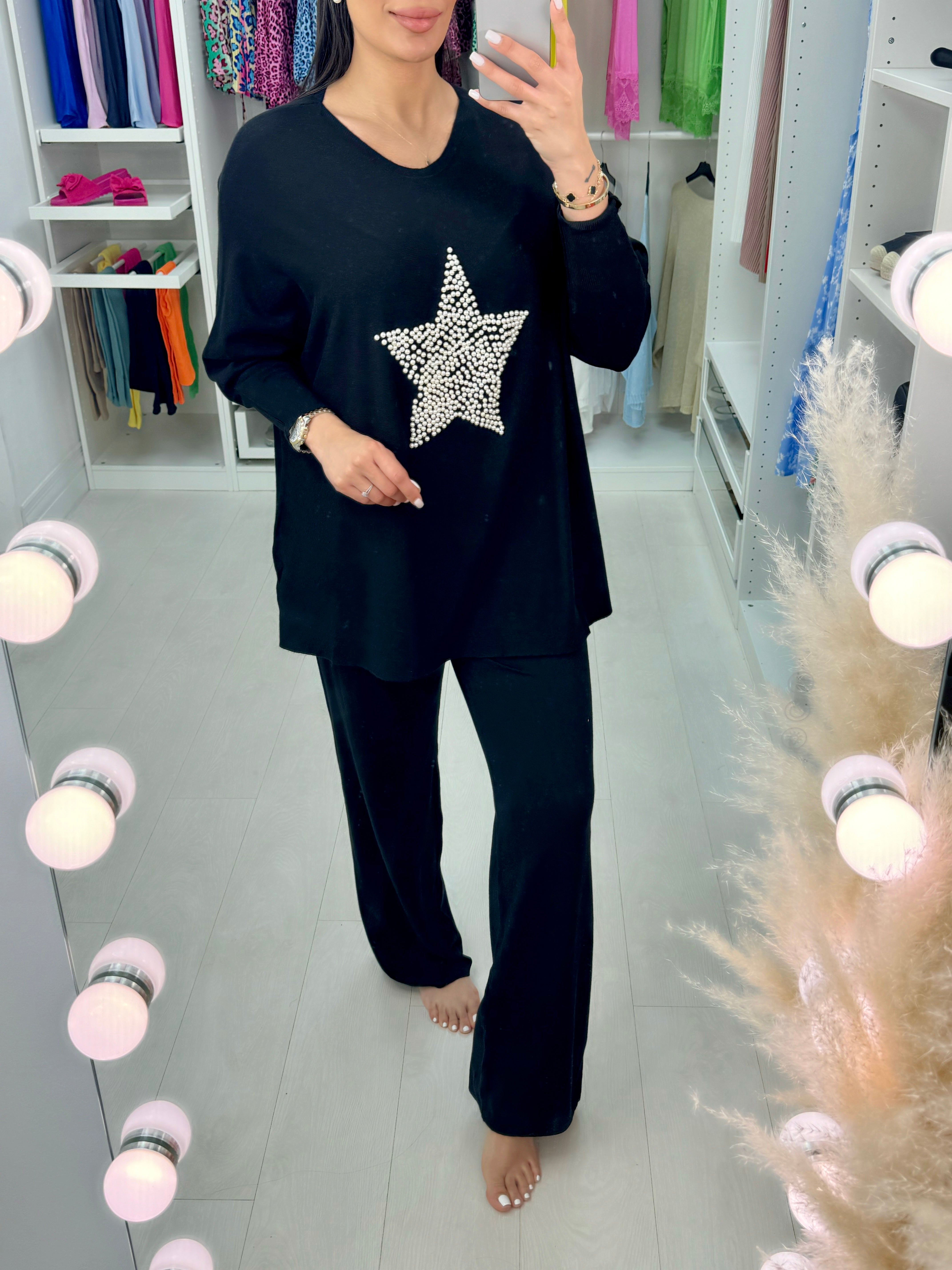 Sarla Pearl Star Detail Jumper & Leggings Set