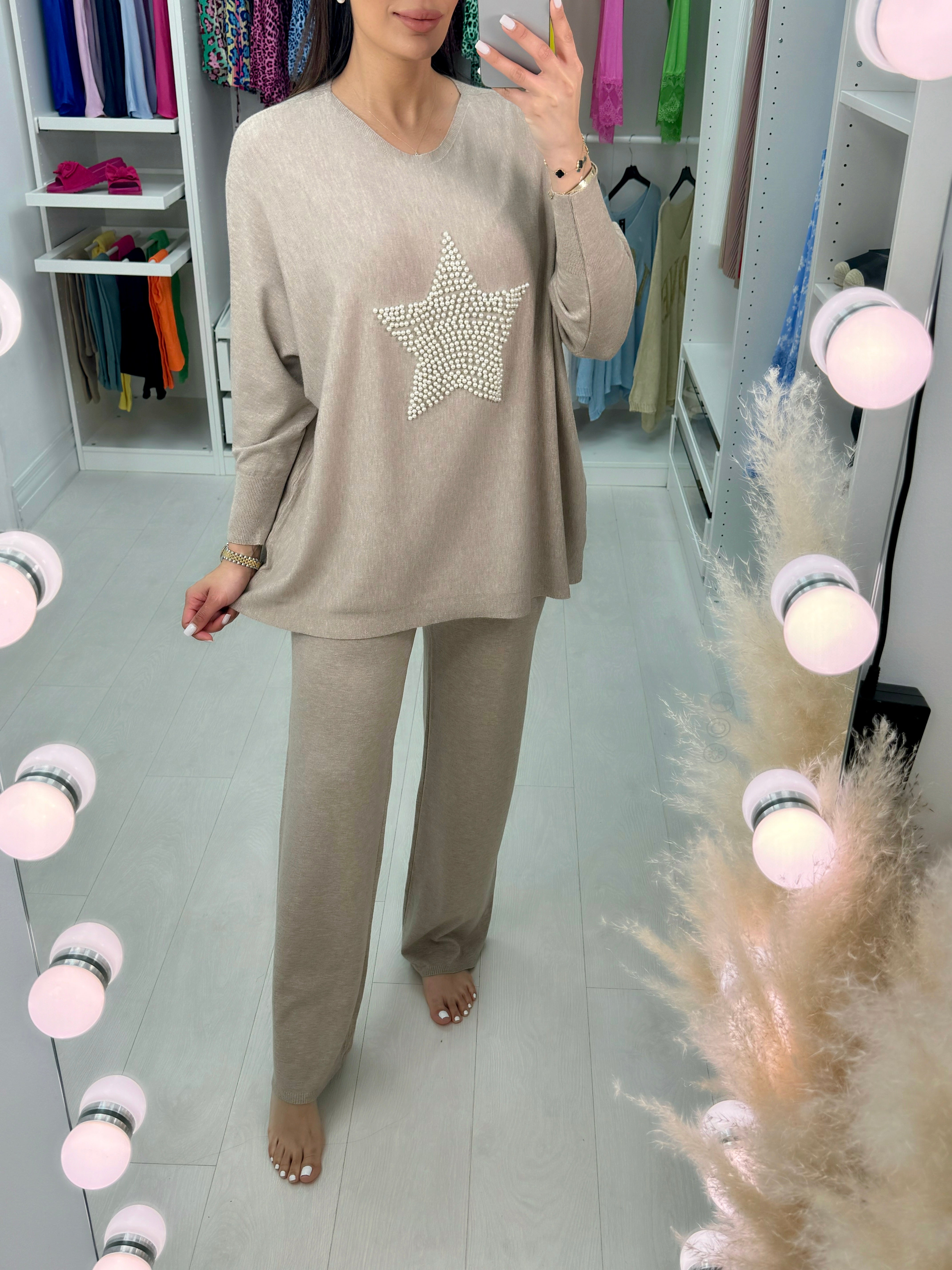 Sarla Pearl Star Detail Jumper & Leggings Set