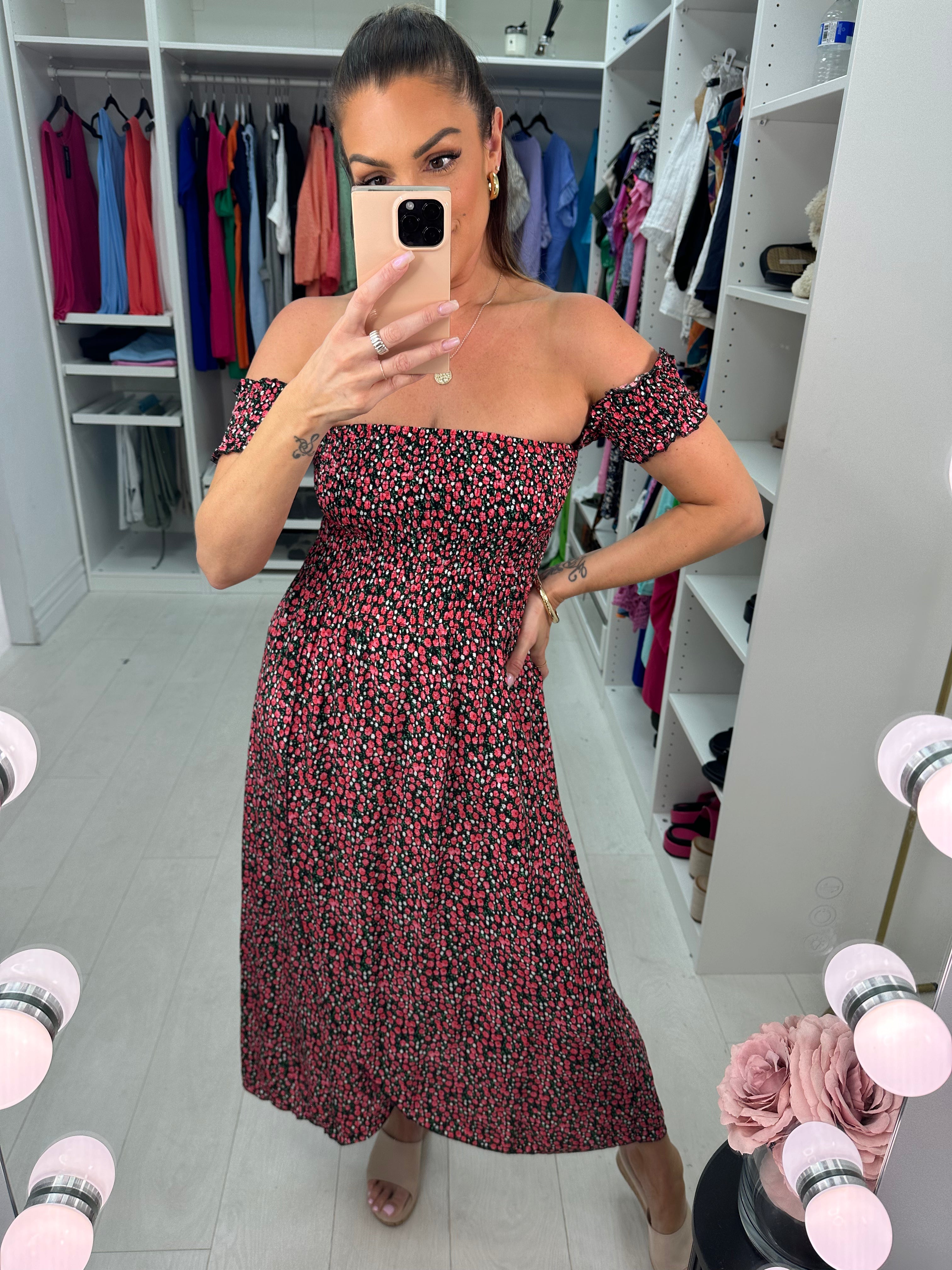 Merrin Ditsy Floral Bardot Dress