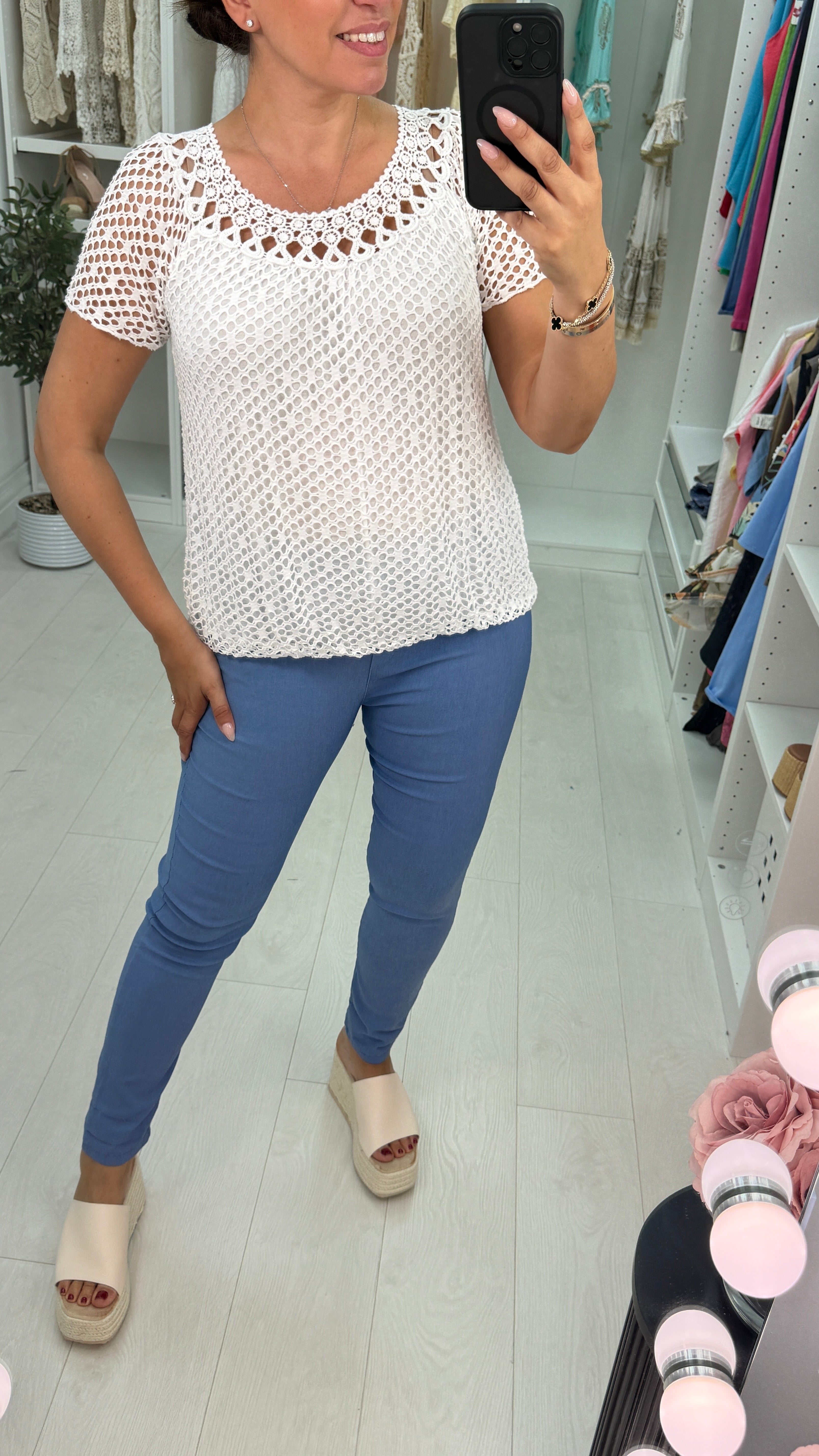 Casandra Crochet Bubble Hem Top