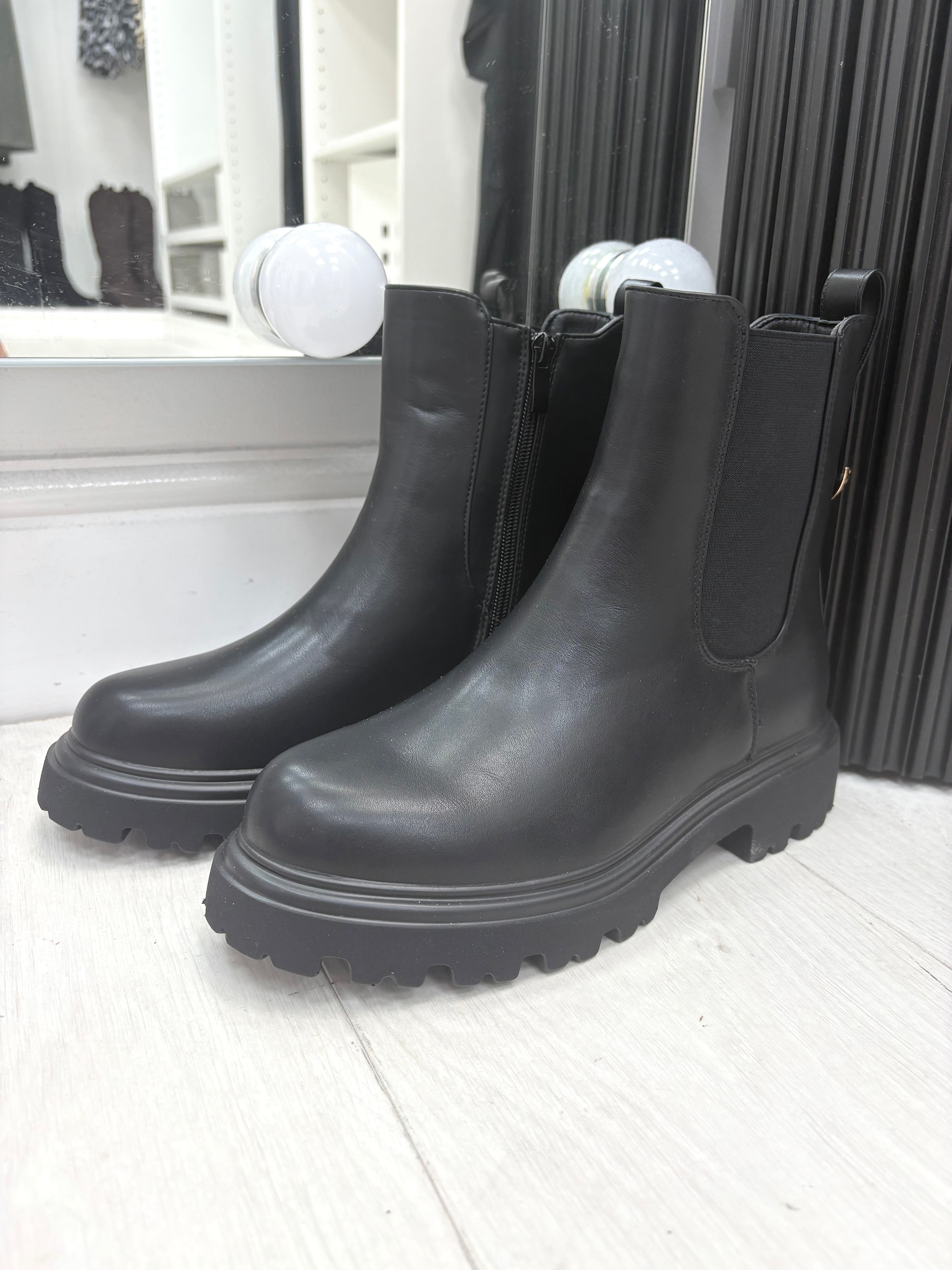 Veronica Faux Leather Chelsea Boots