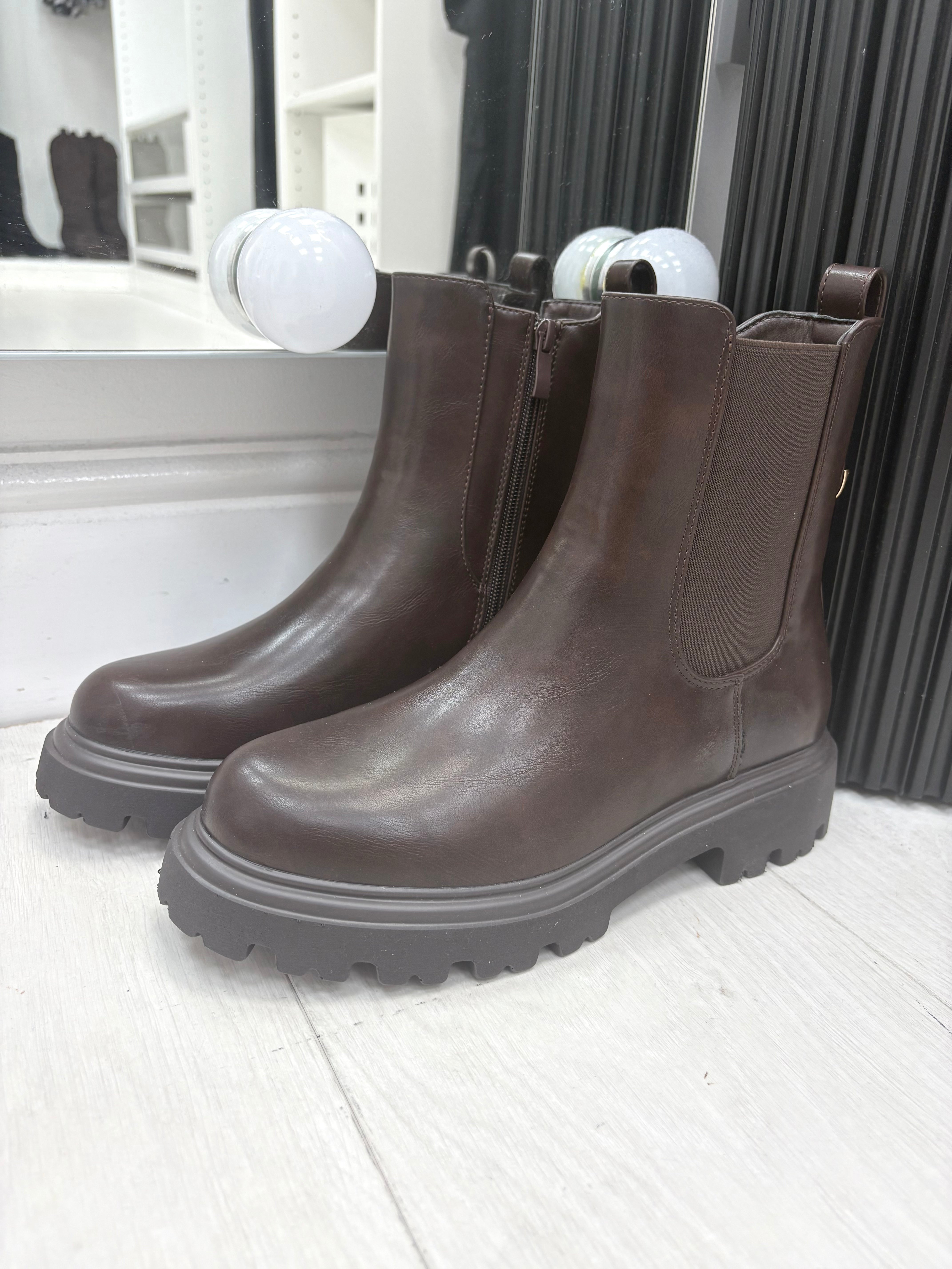 Veronica Faux Leather Chelsea Boots