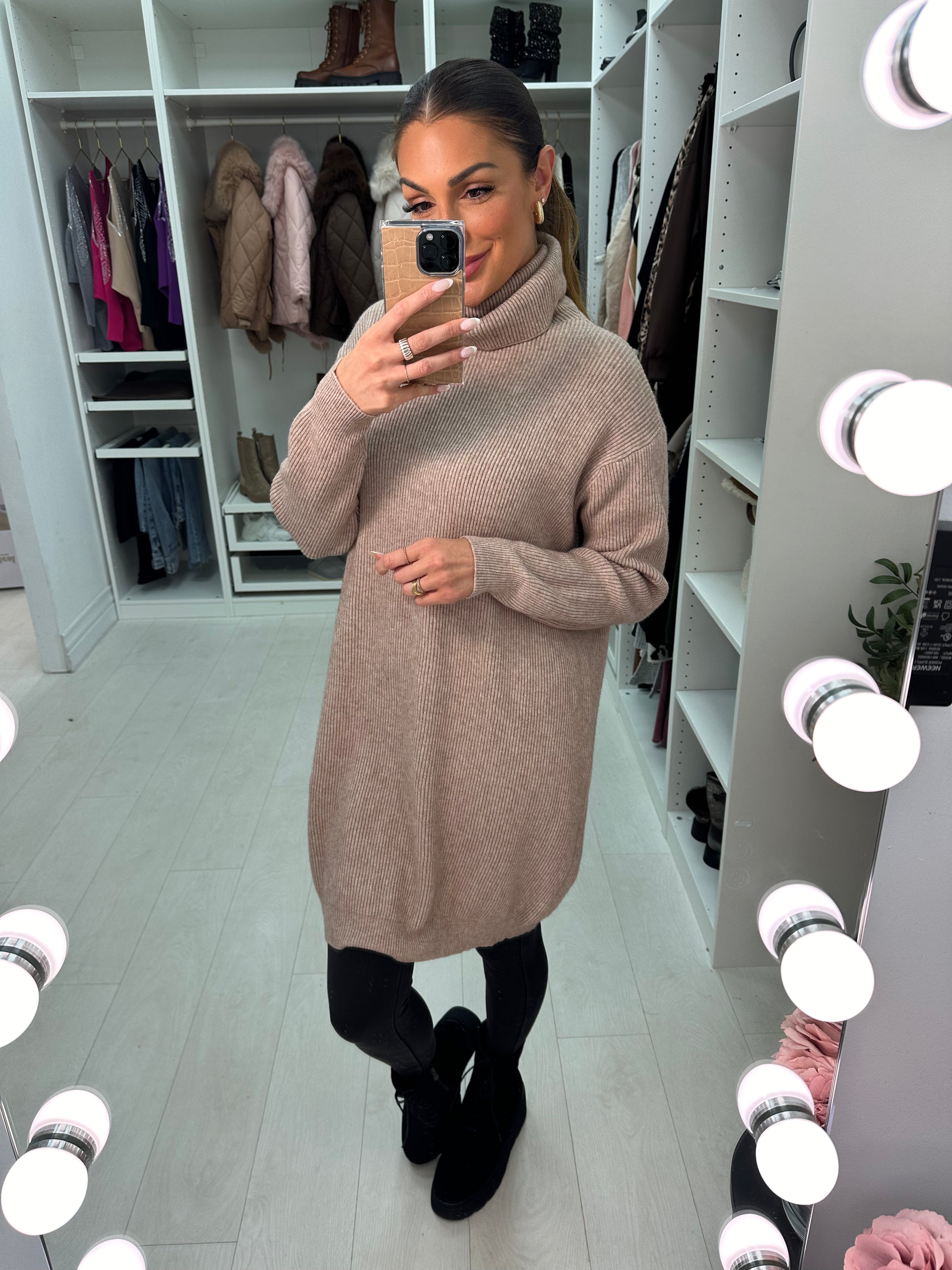 Rachael Ribbed Roll Neck Knit Dress