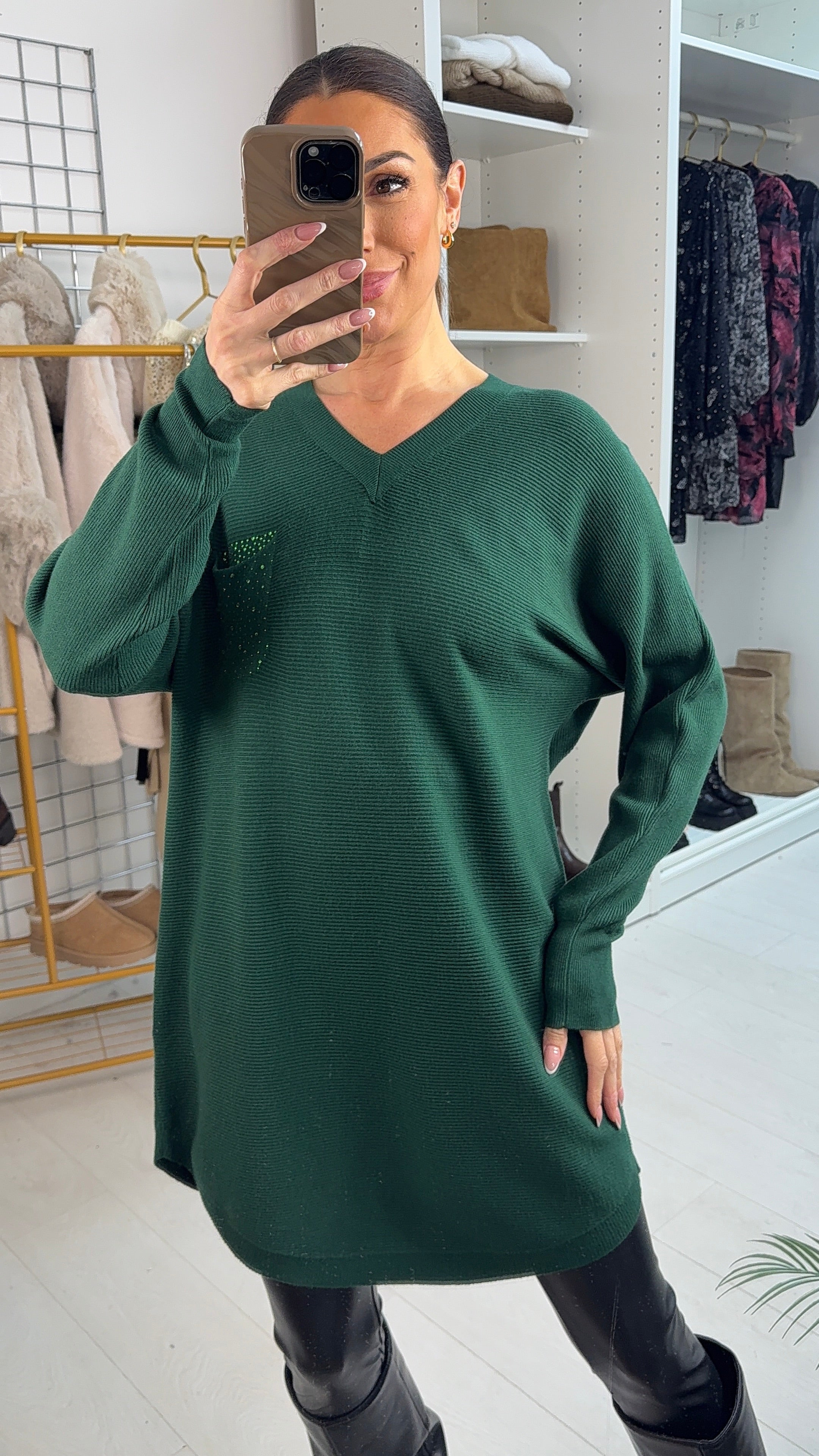 Teyla Plain Detailed Pocket Longline Jumper