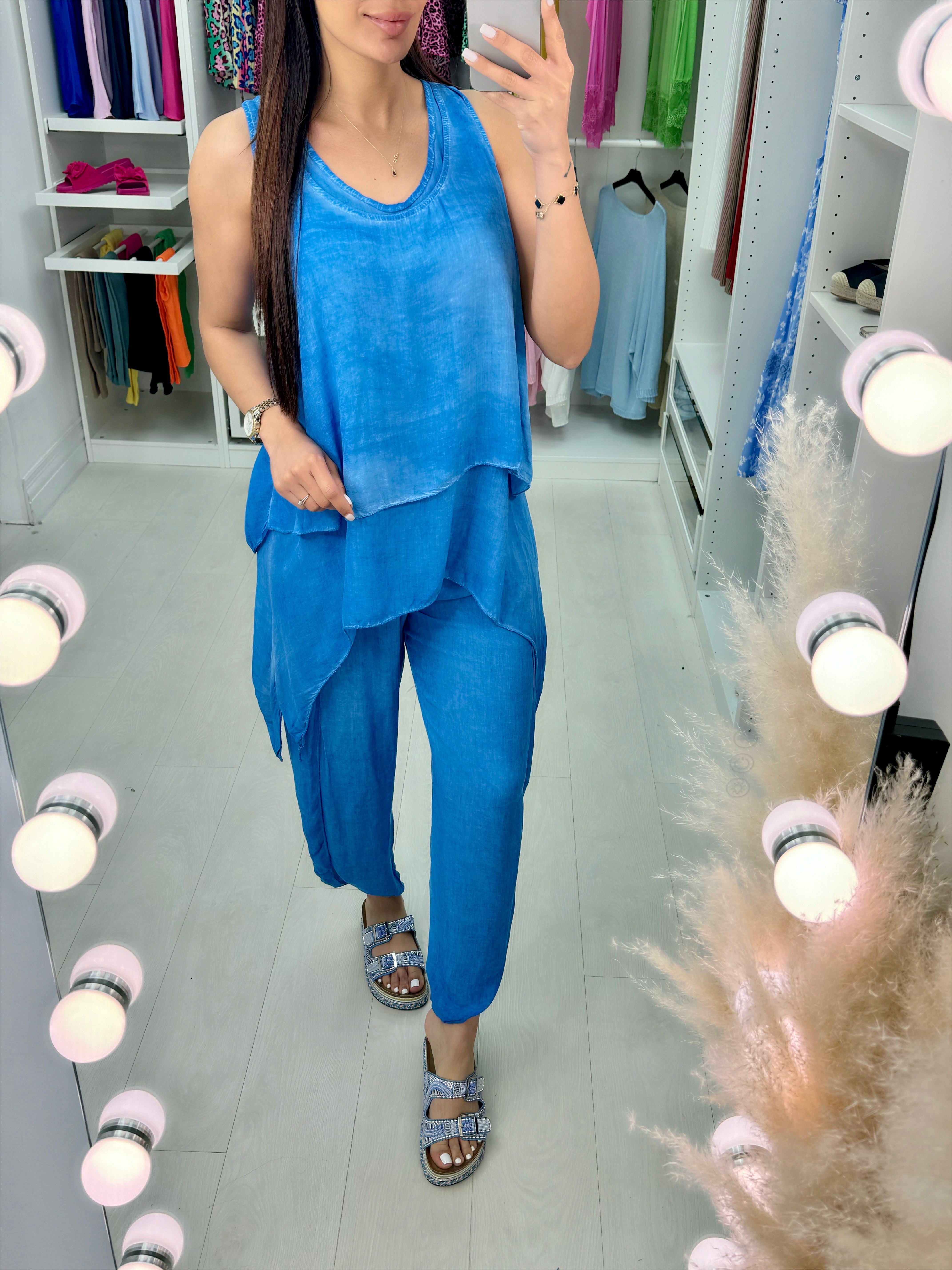 Aliyah Double Layer Top Split Leg Hareem Set