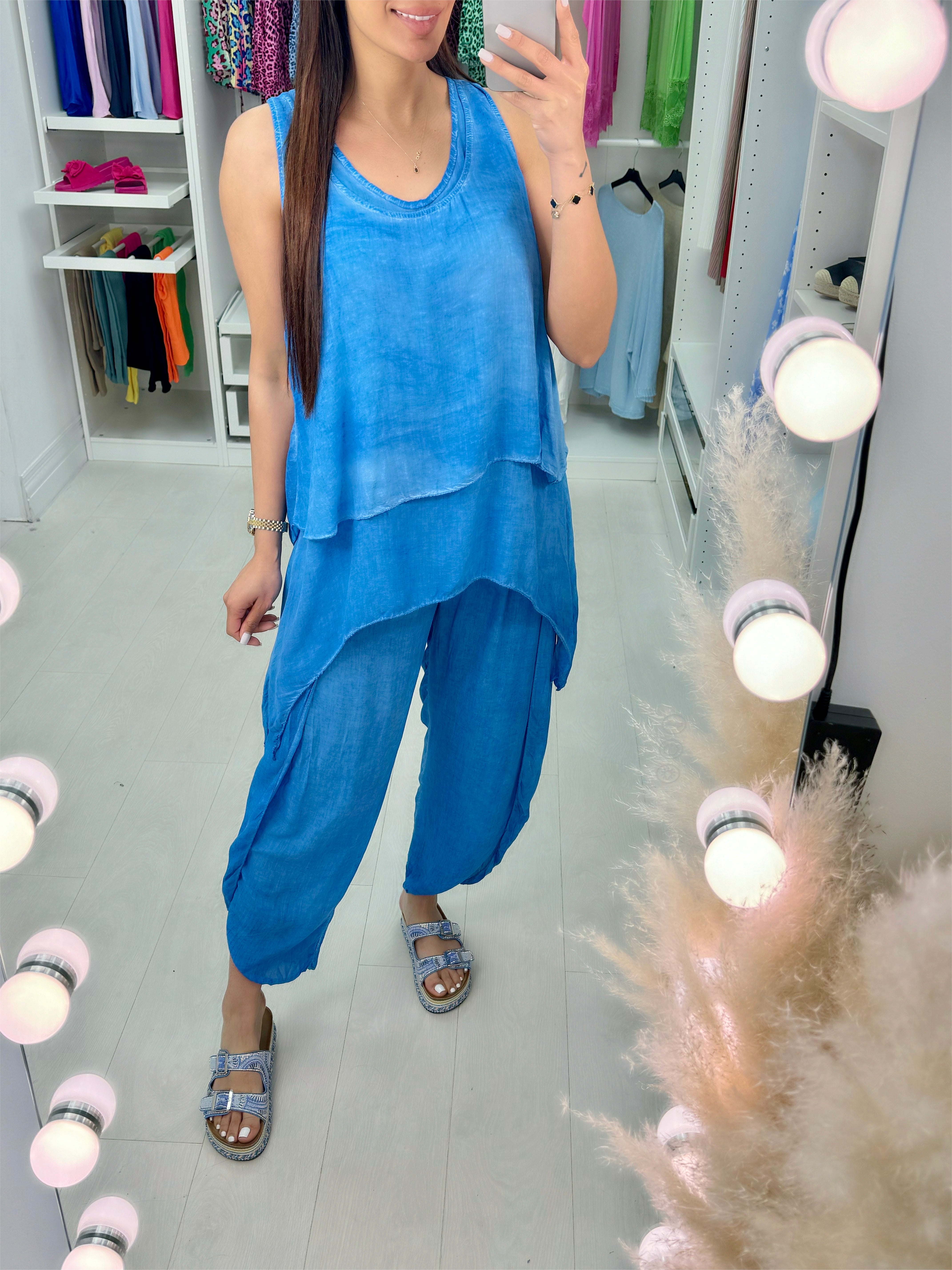 Aliyah Double Layer Top Split Leg Hareem Set