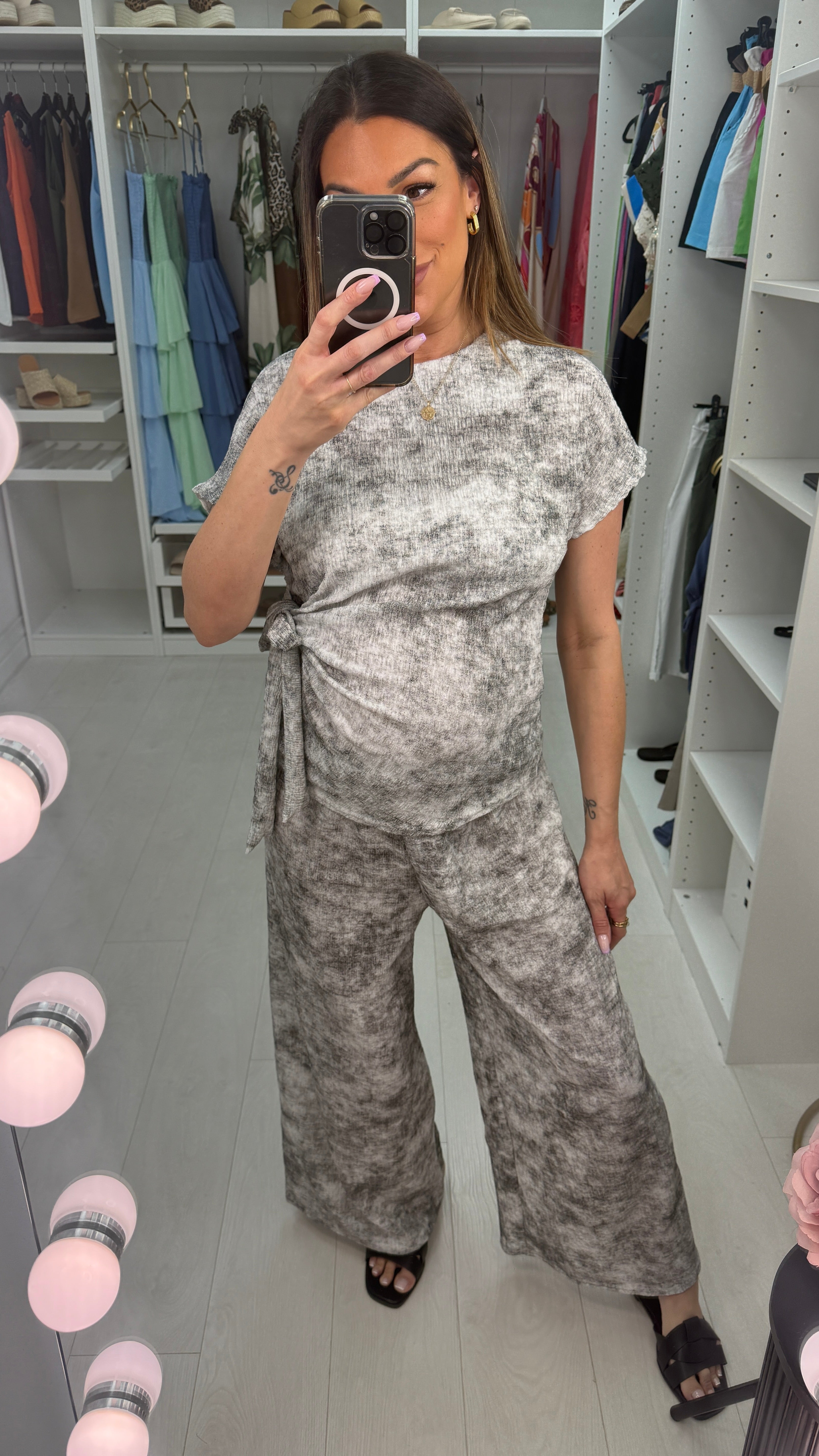 Maisie Plain Textured Tie Side Co-Ord Set