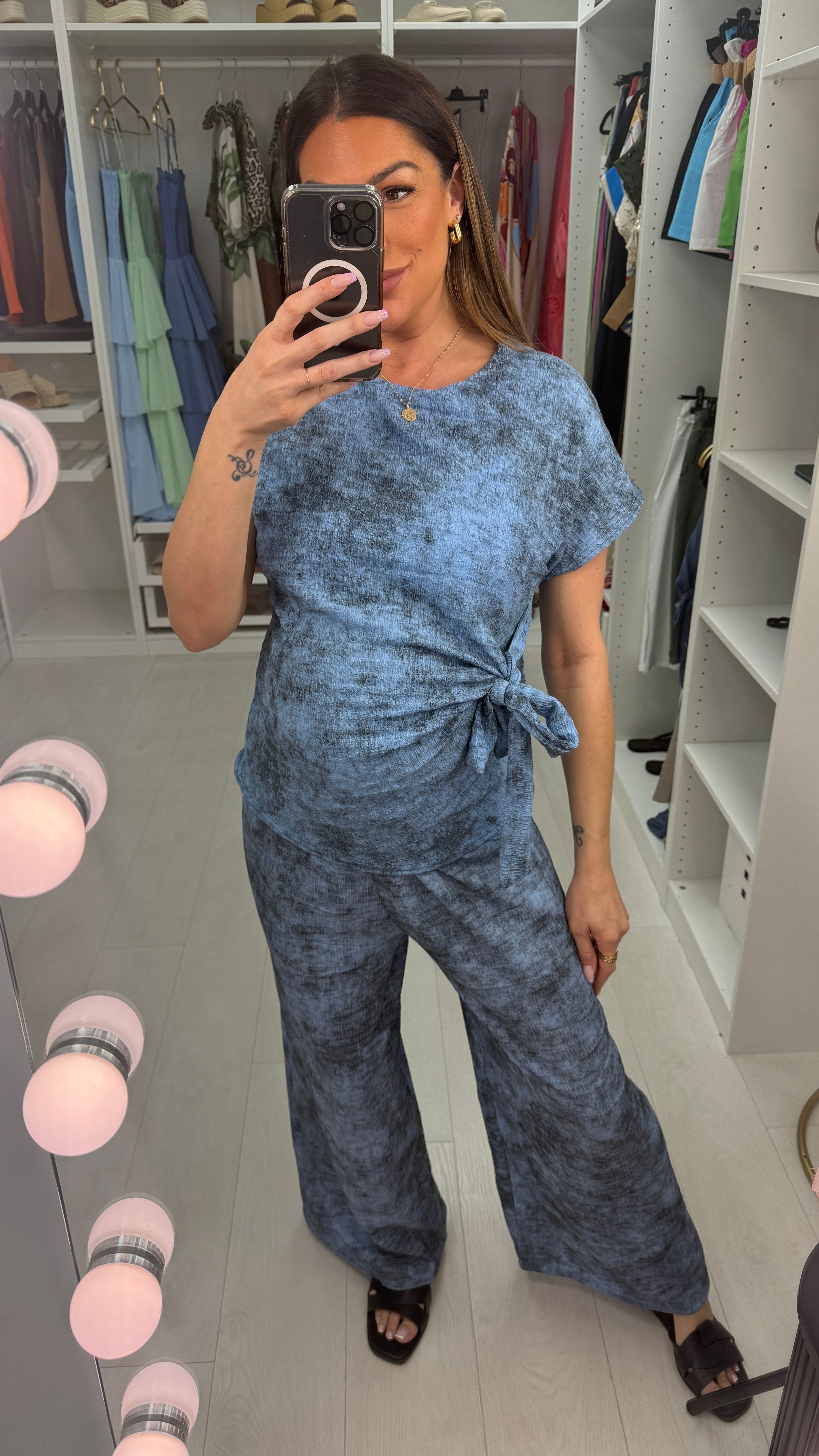 Maisie Plain Textured Tie Side Co-Ord Set