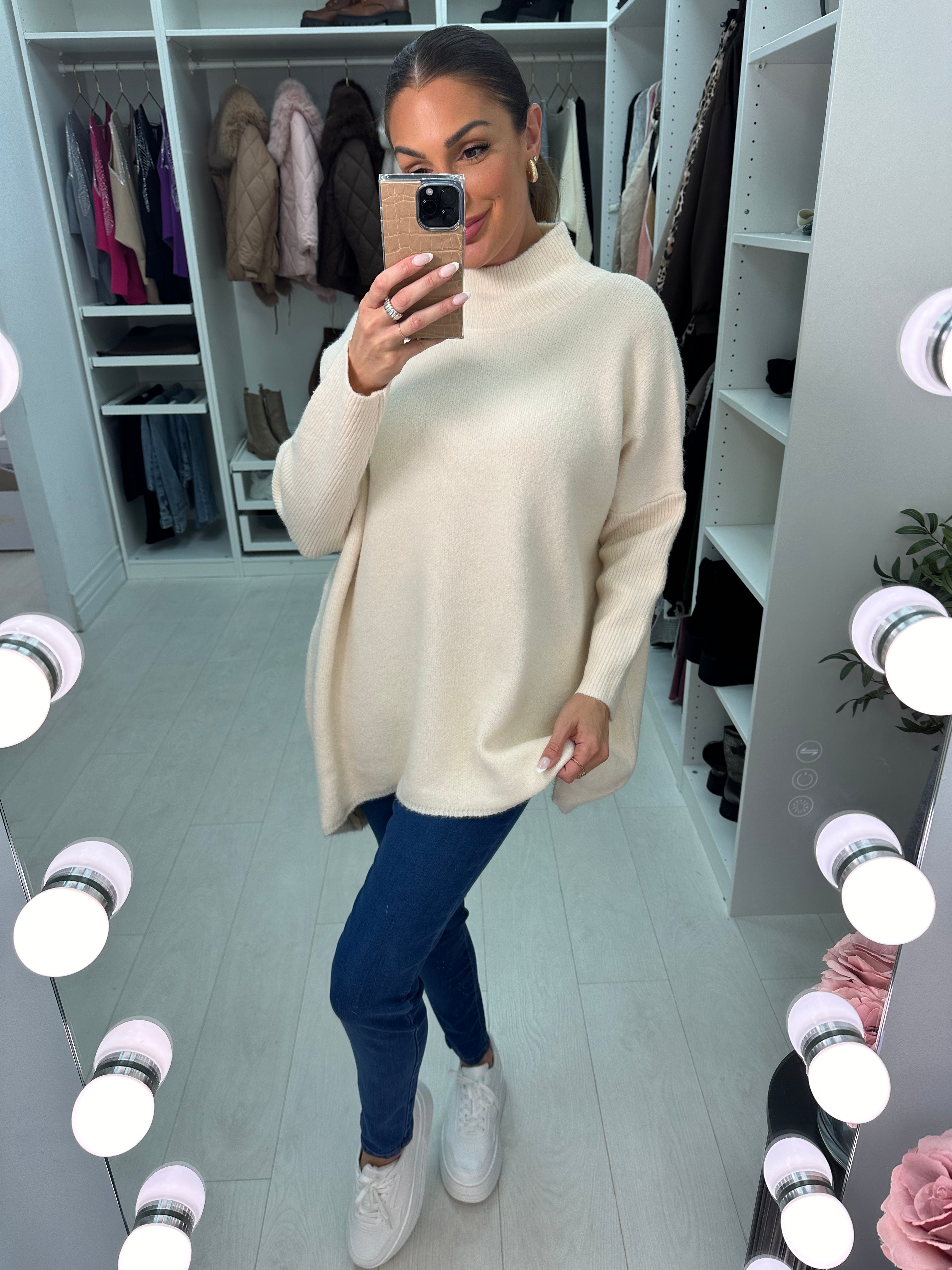 Paula Plain Oversized High Neck Jumper