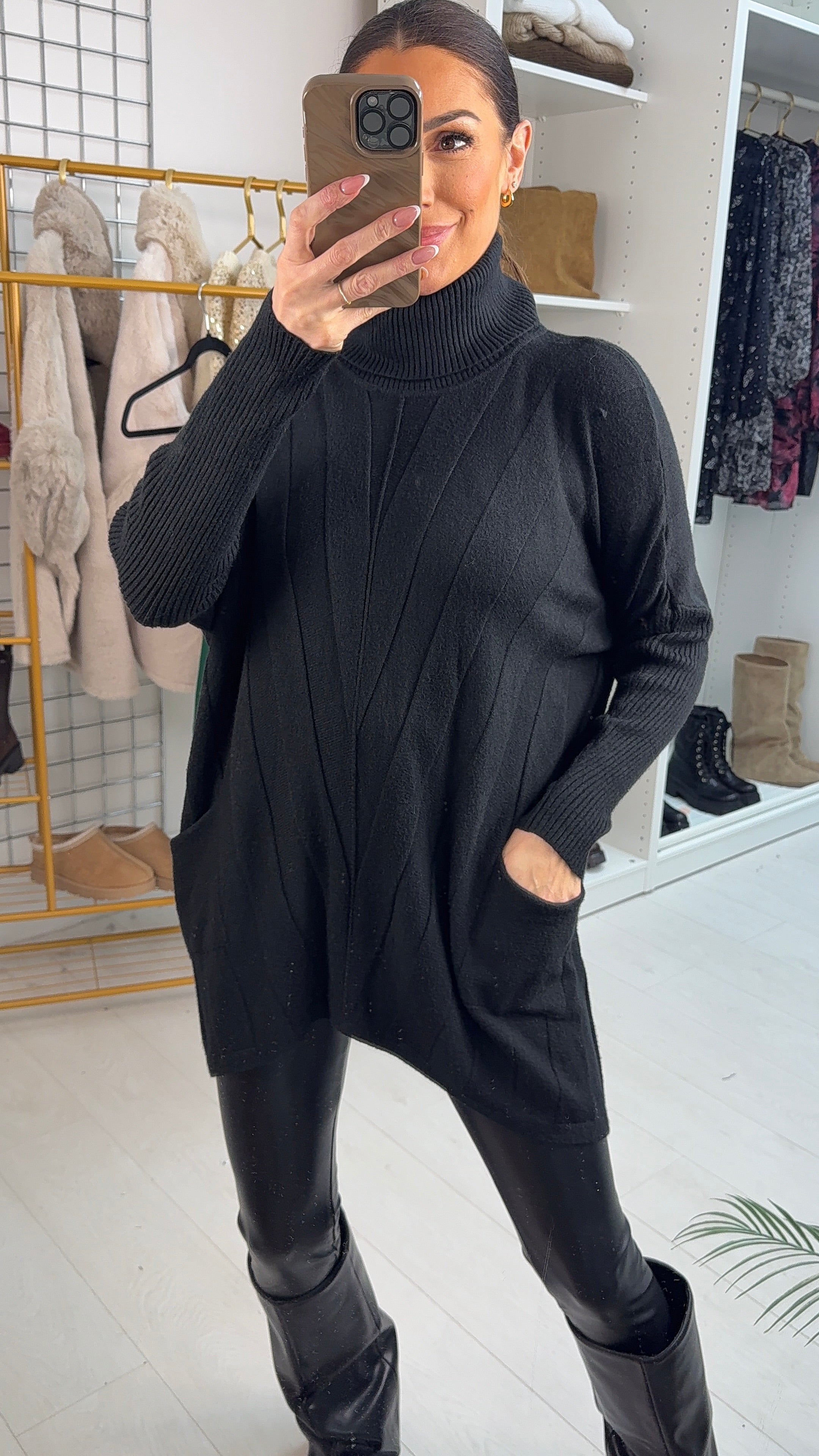 Tyana Chevron Roll Neck Jumper