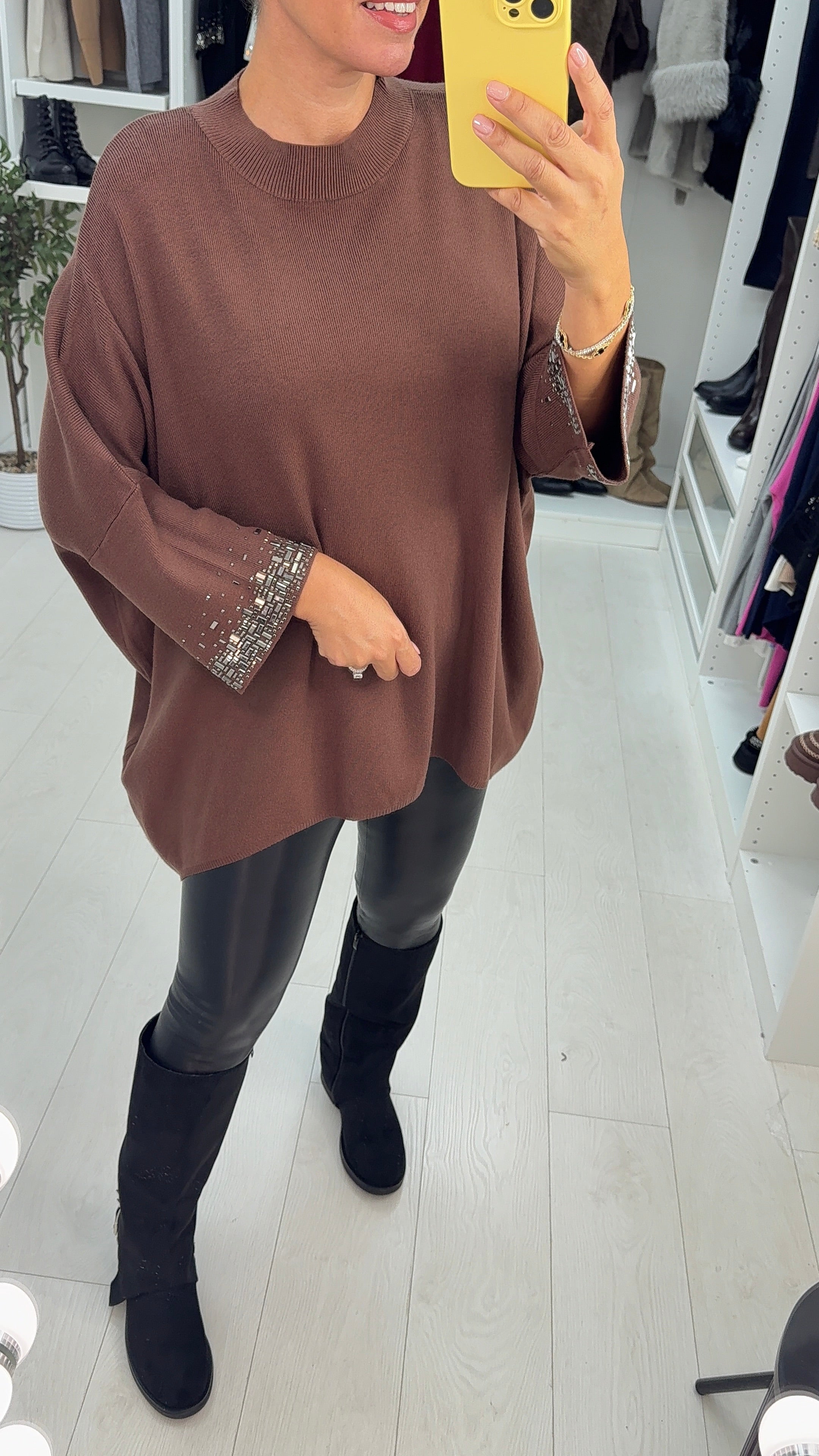 Estela Diamante Sleeve Detail Oversized Jumper