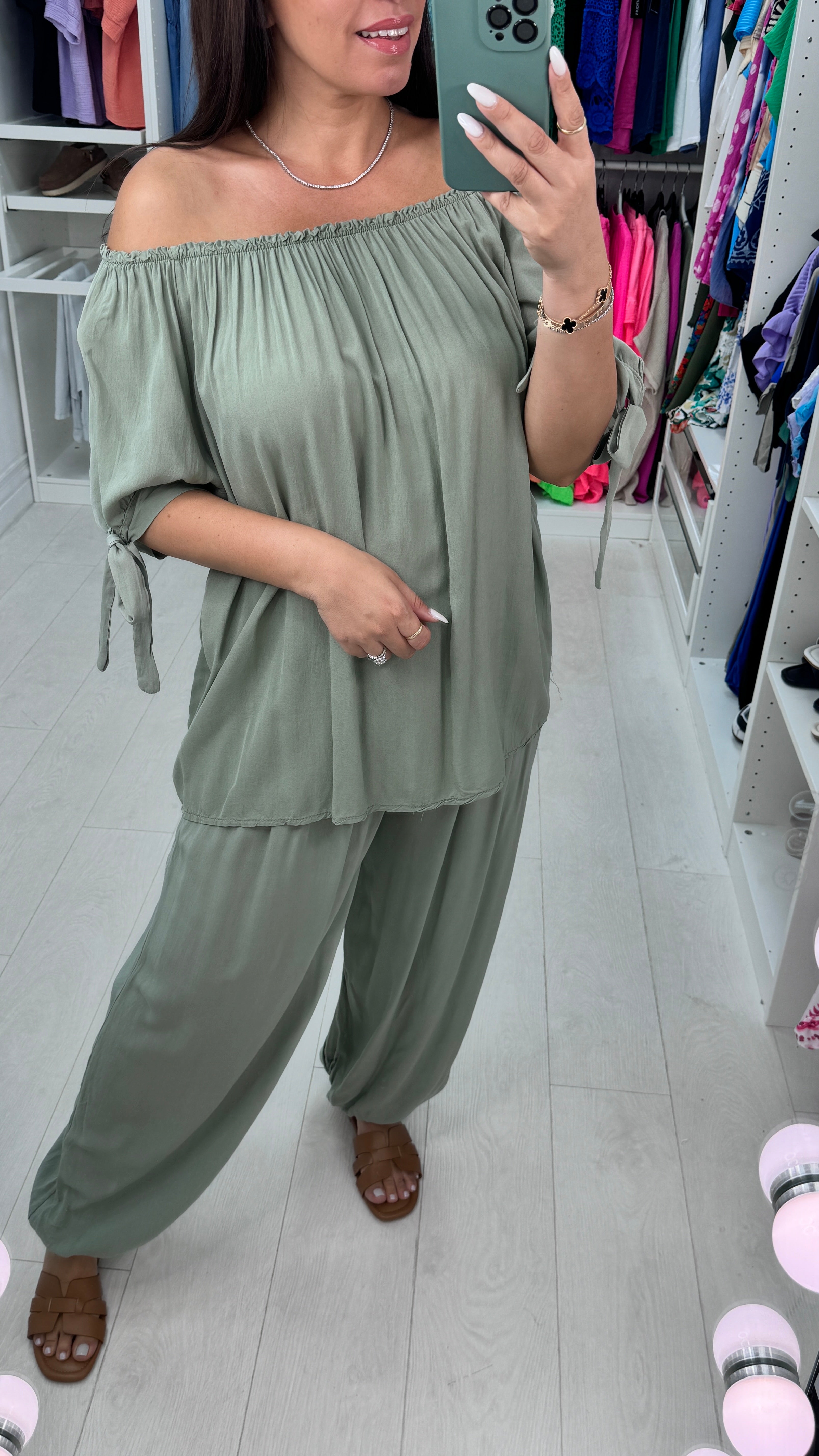 Sapphira Elasticated Tie Shoulder Hareem Co-Ord