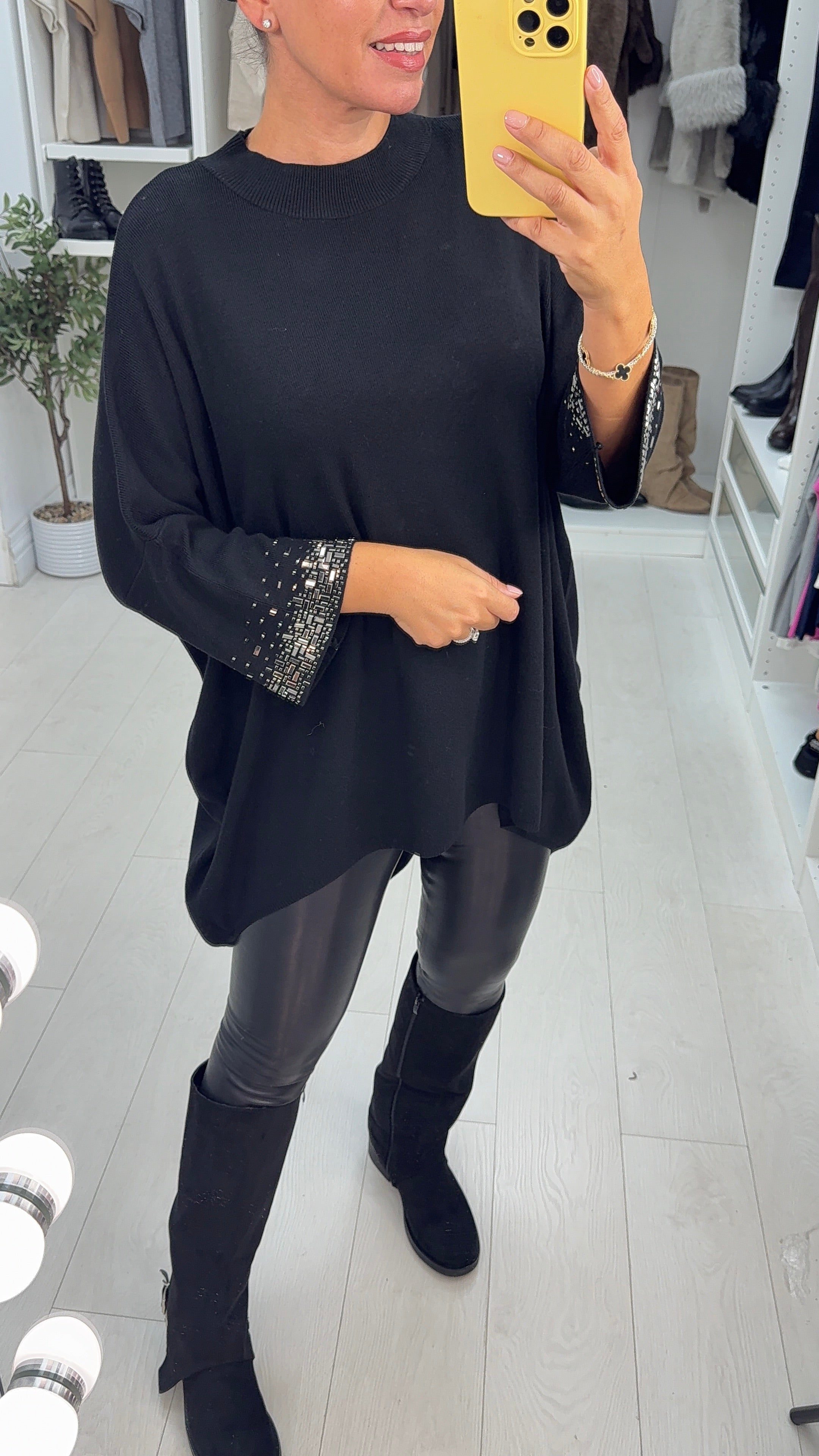 Estela Diamante Sleeve Detail Oversized Jumper