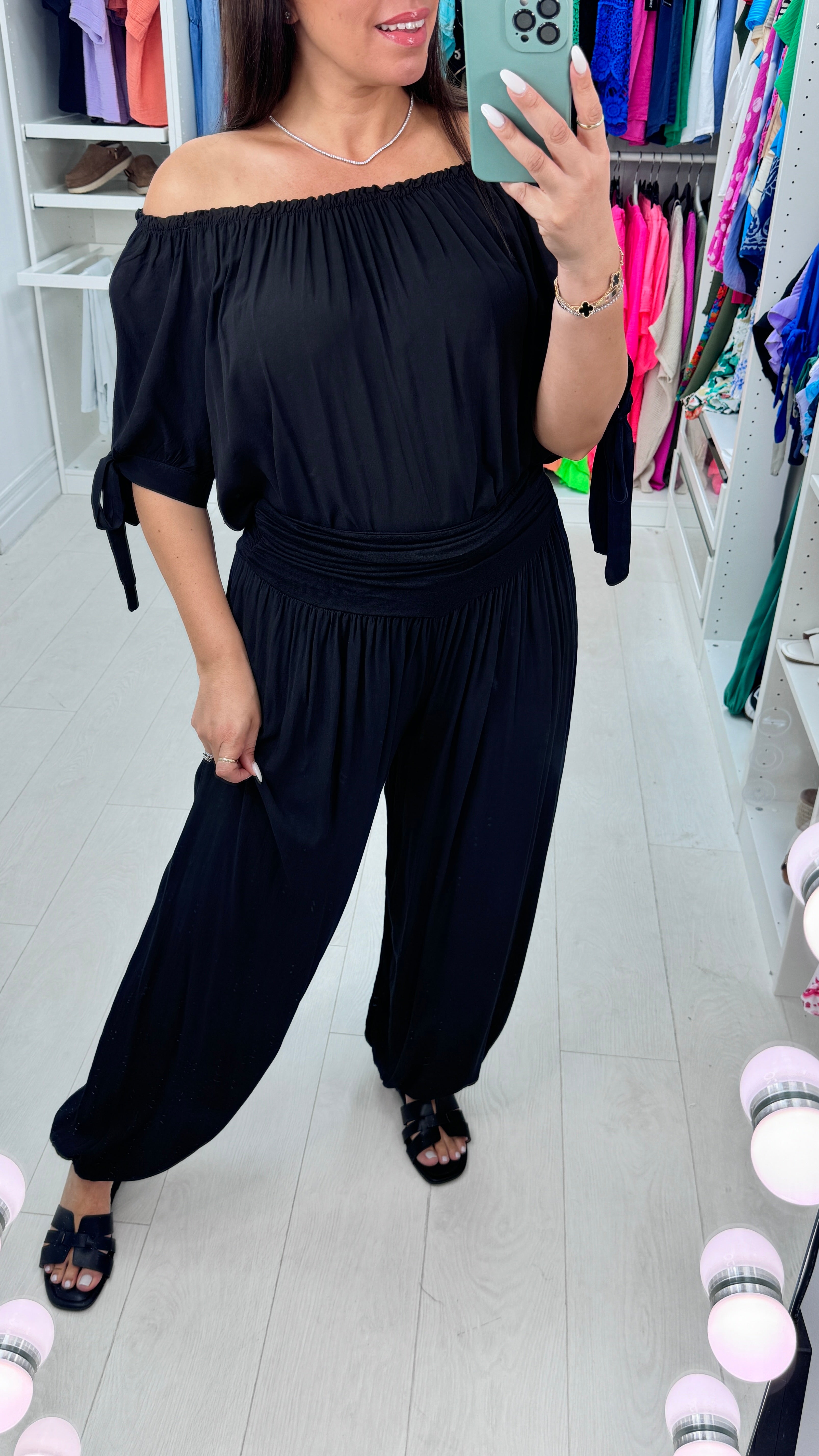 Sapphira Elasticated Tie Shoulder Hareem Co-Ord