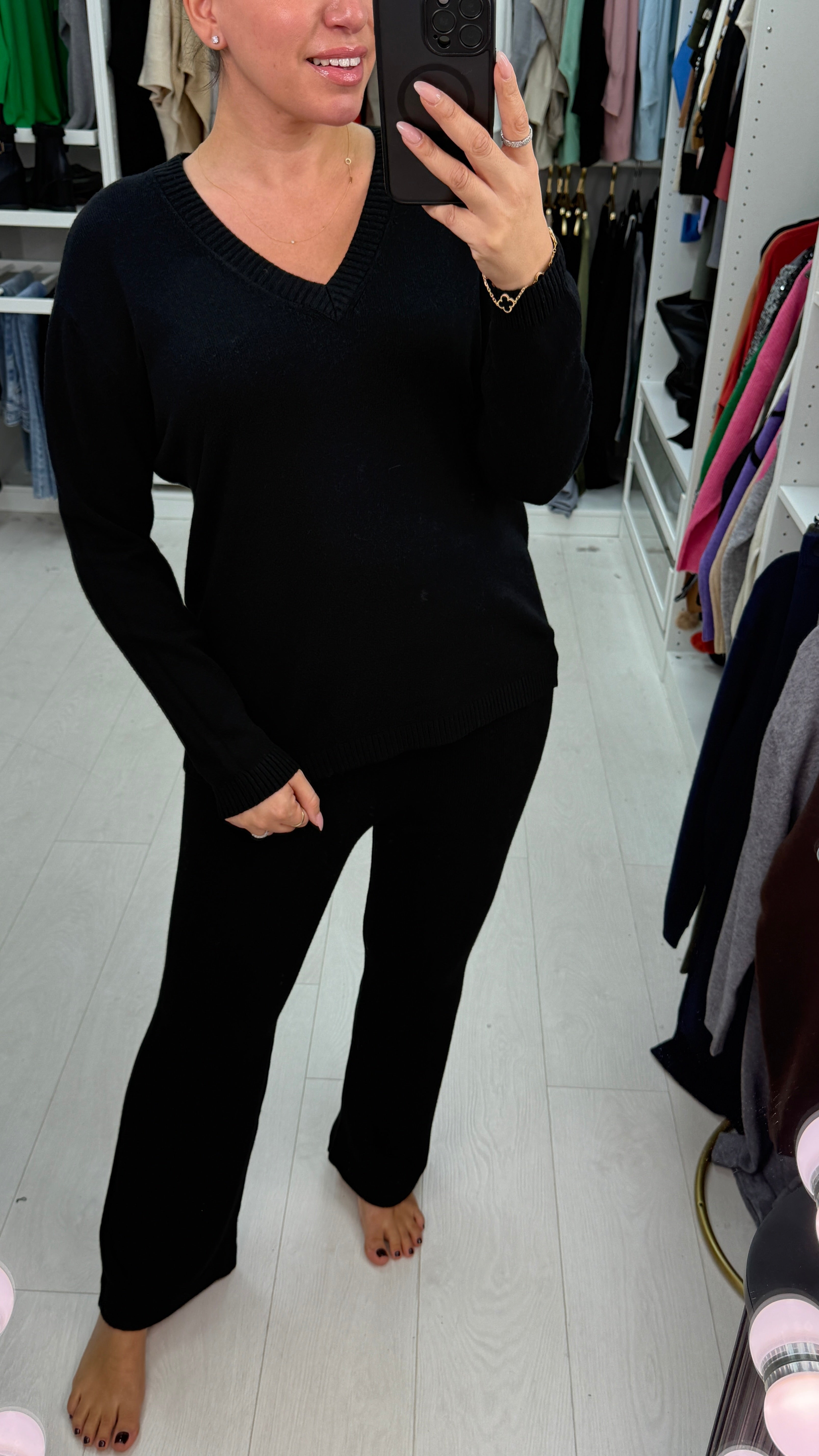 Jacky Plain V Neck Loungewear Set