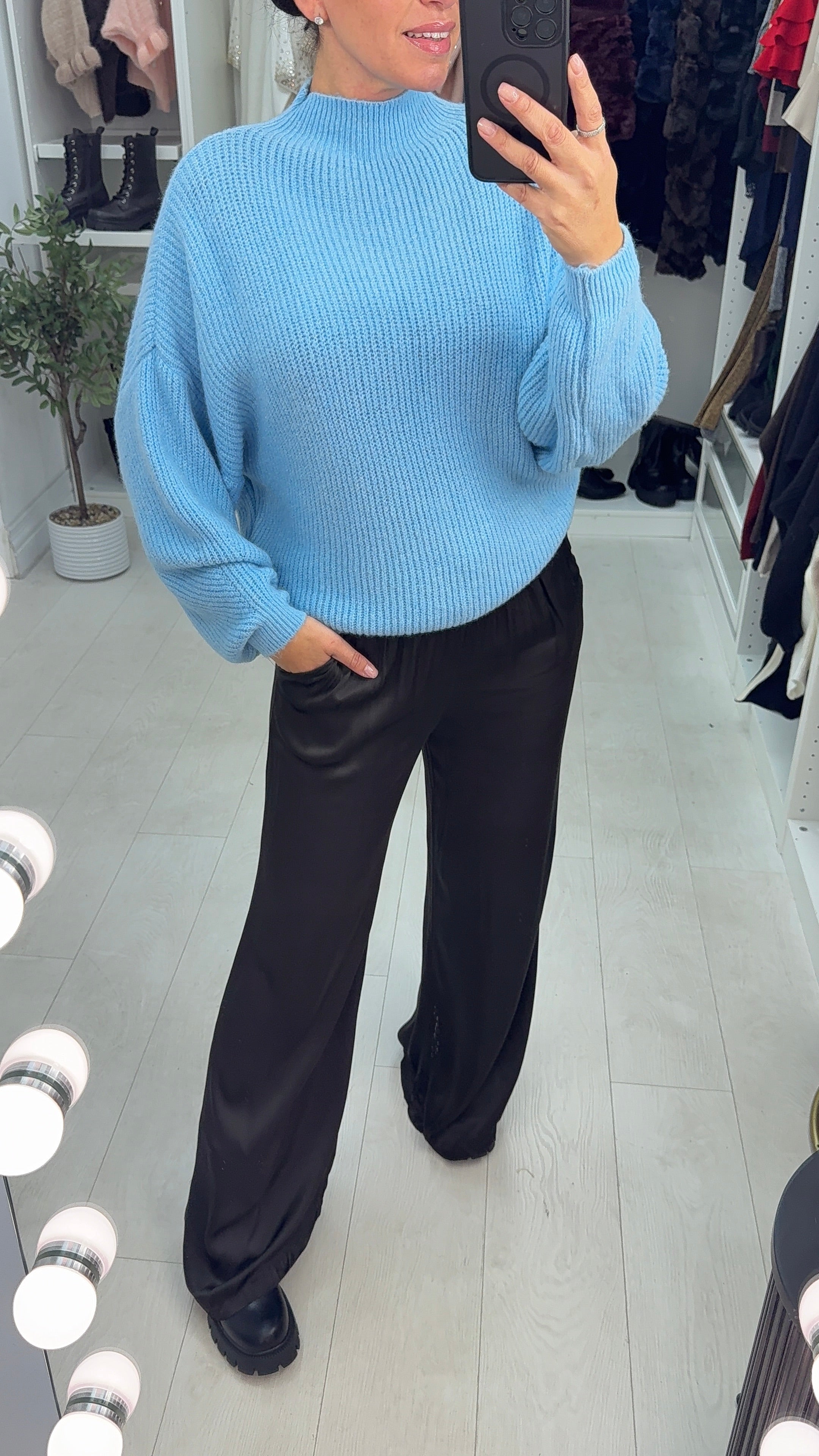 Eliza Ribbed High Neck Knitted Jumper