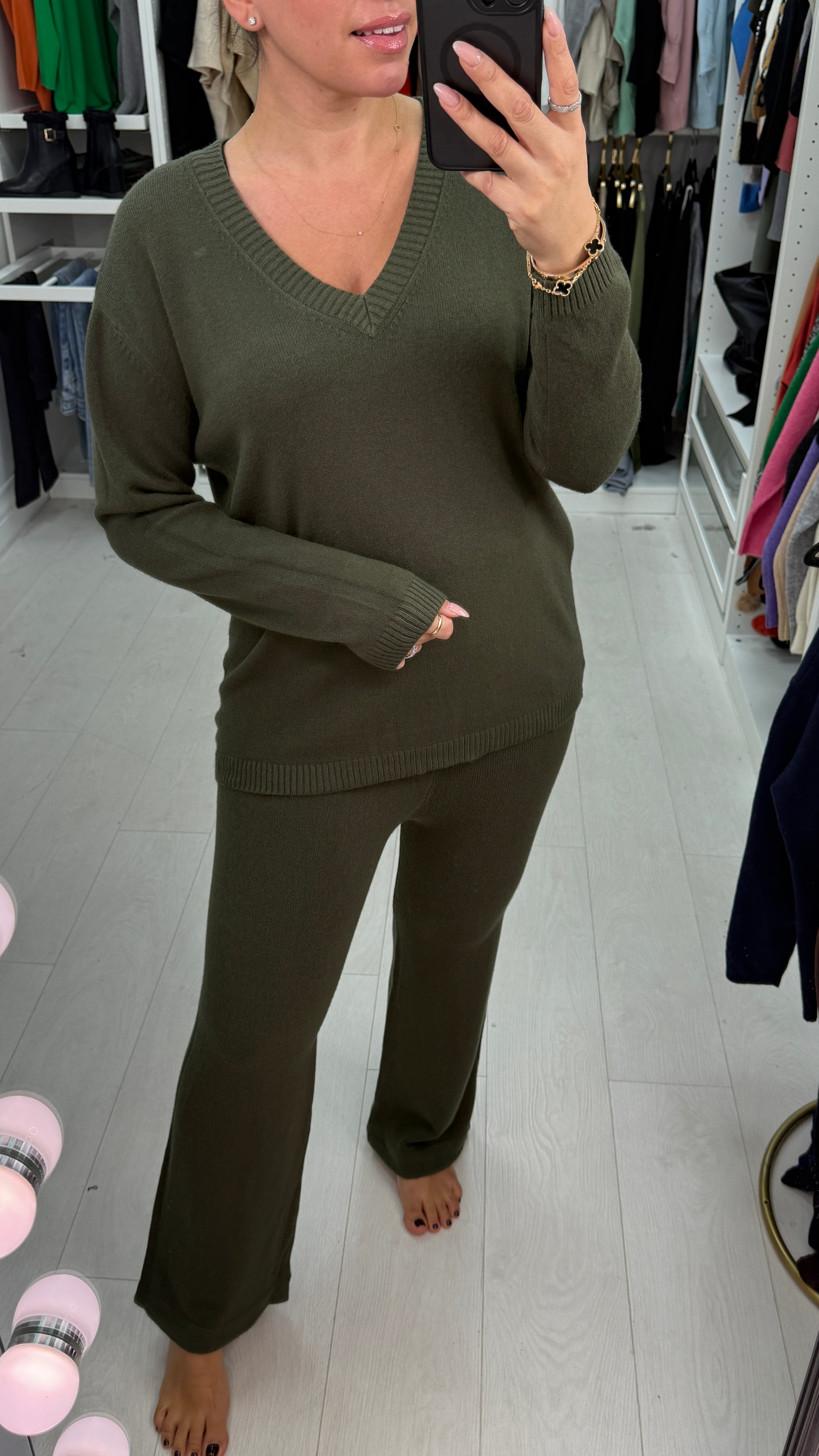 Jacky Plain V Neck Loungewear Set