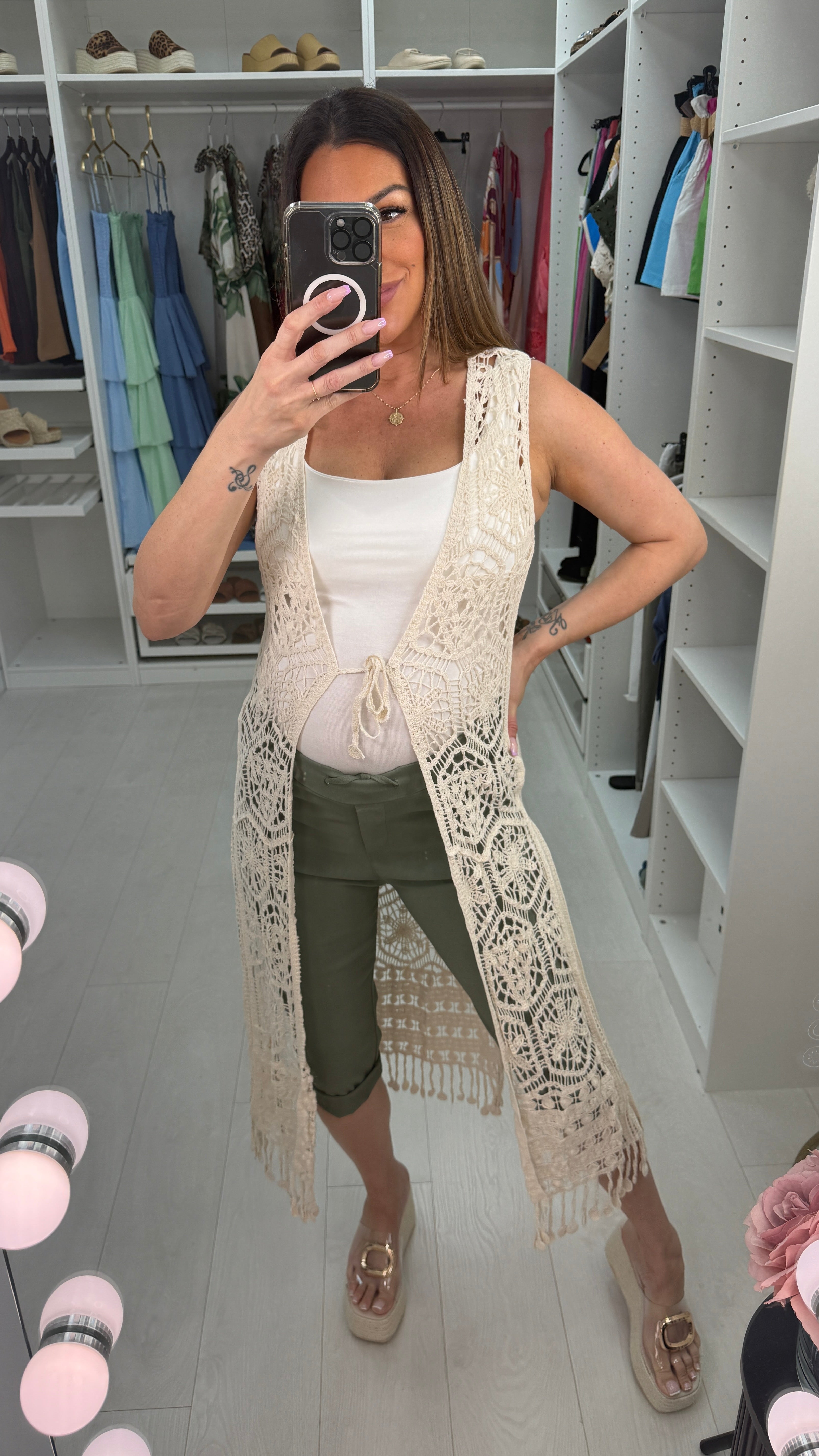 Savana Tie Front Longline Crochet Top