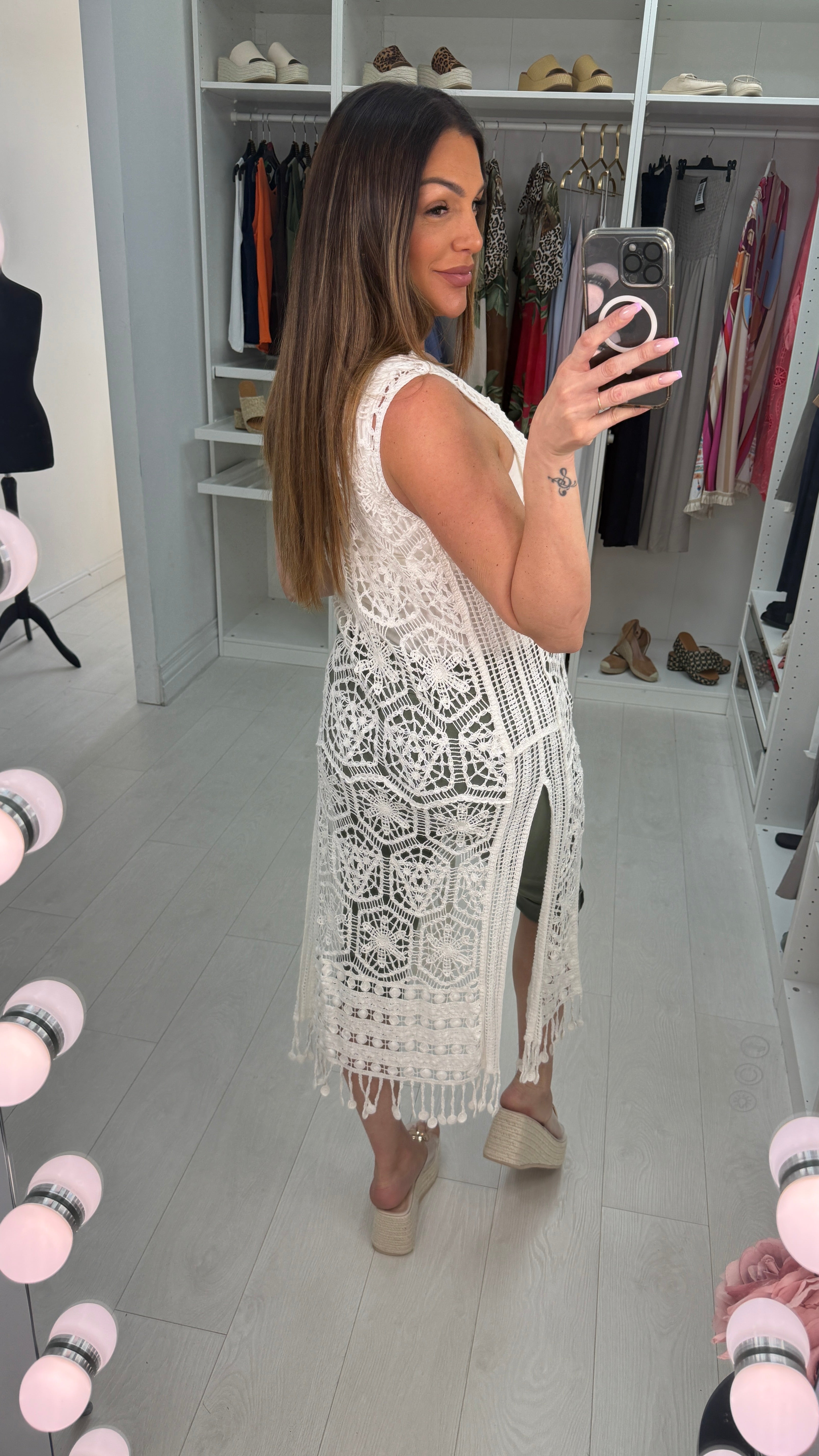 Savana Tie Front Longline Crochet Top