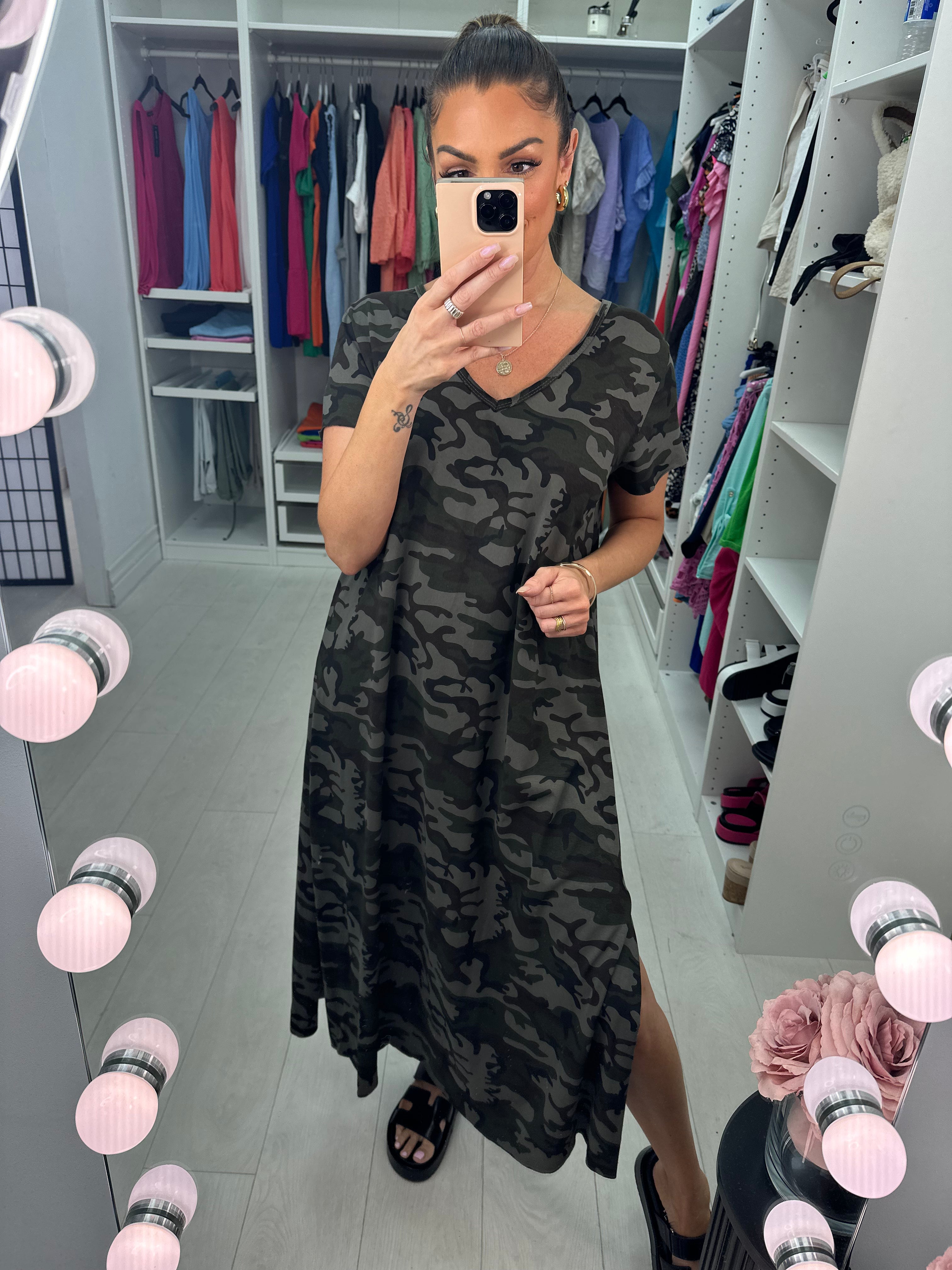 Addy Camo Loose Fit Dress