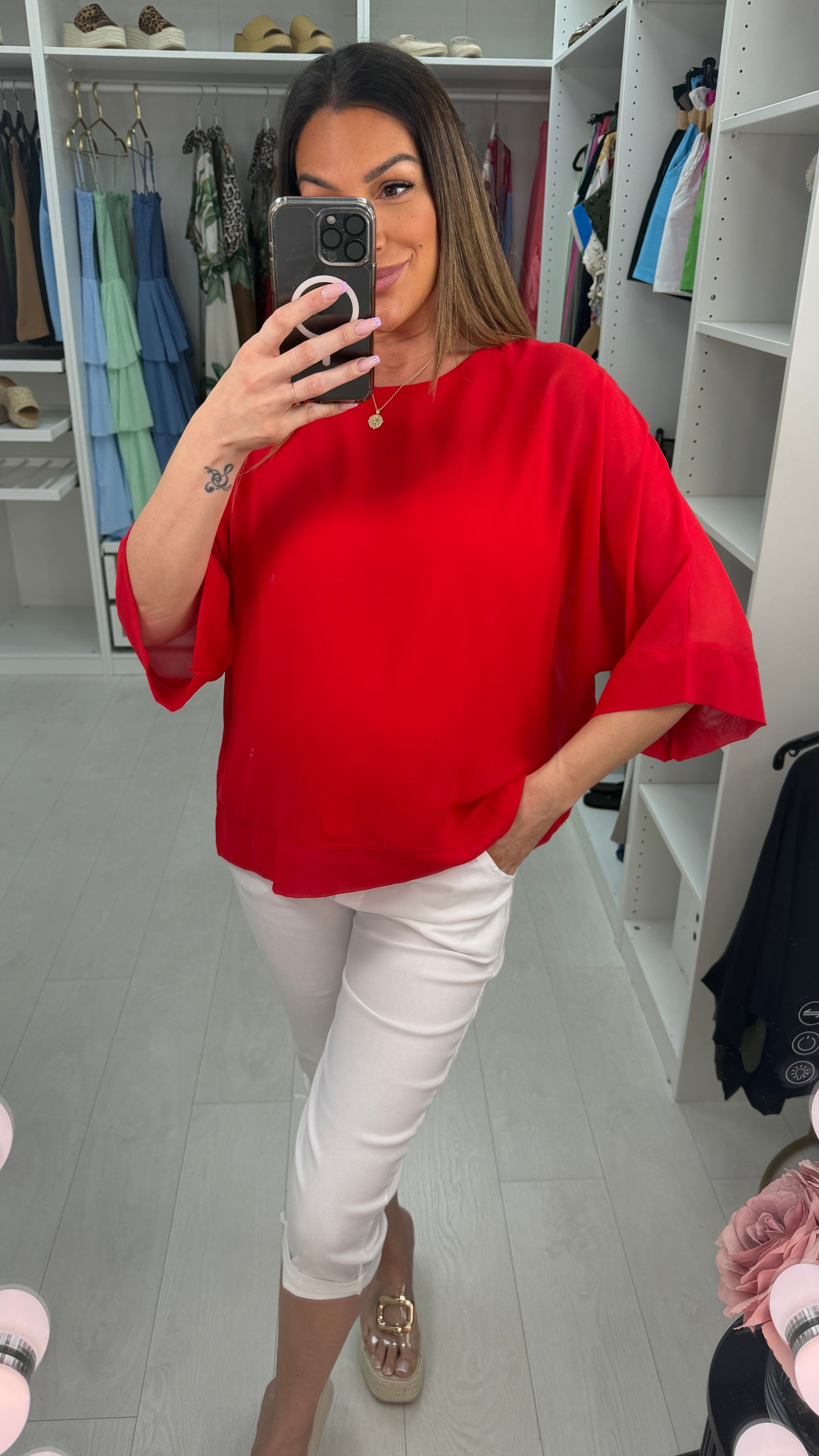 Elodine Plain Round Neck Loose Fit Top