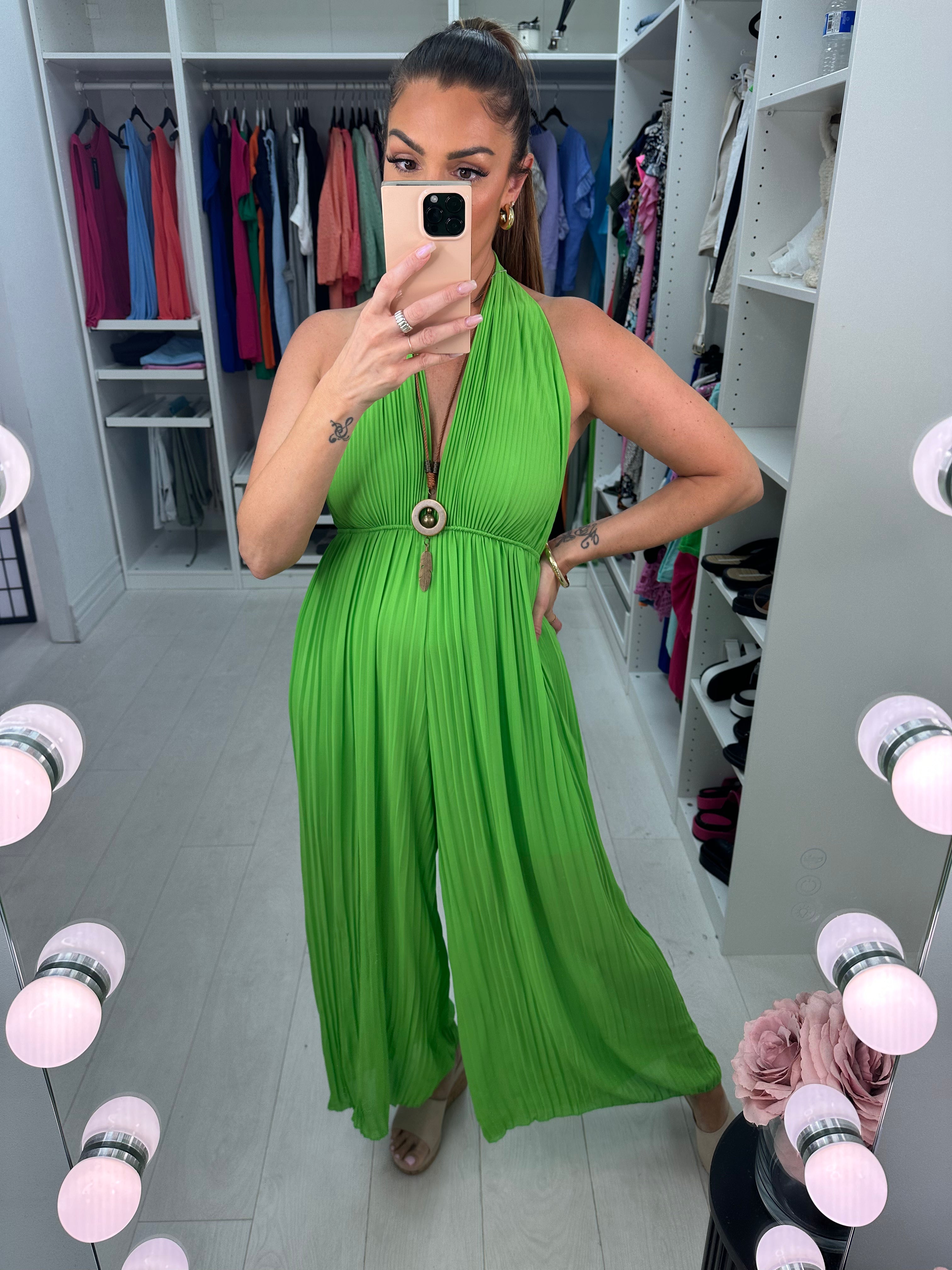 Jazz Plunge V Plisse Jumpsuit