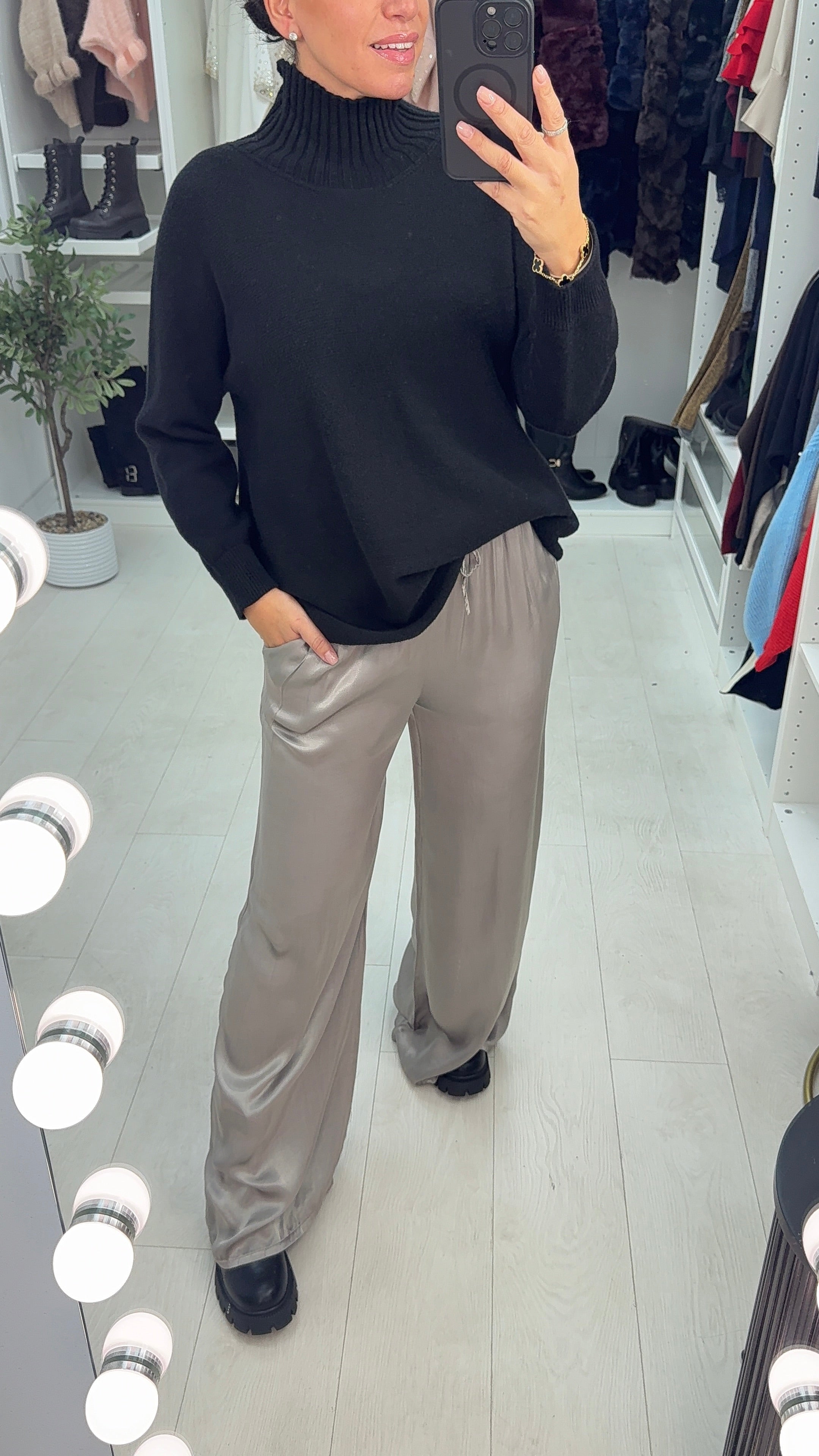 Erin Ribbed High Neck Jumper