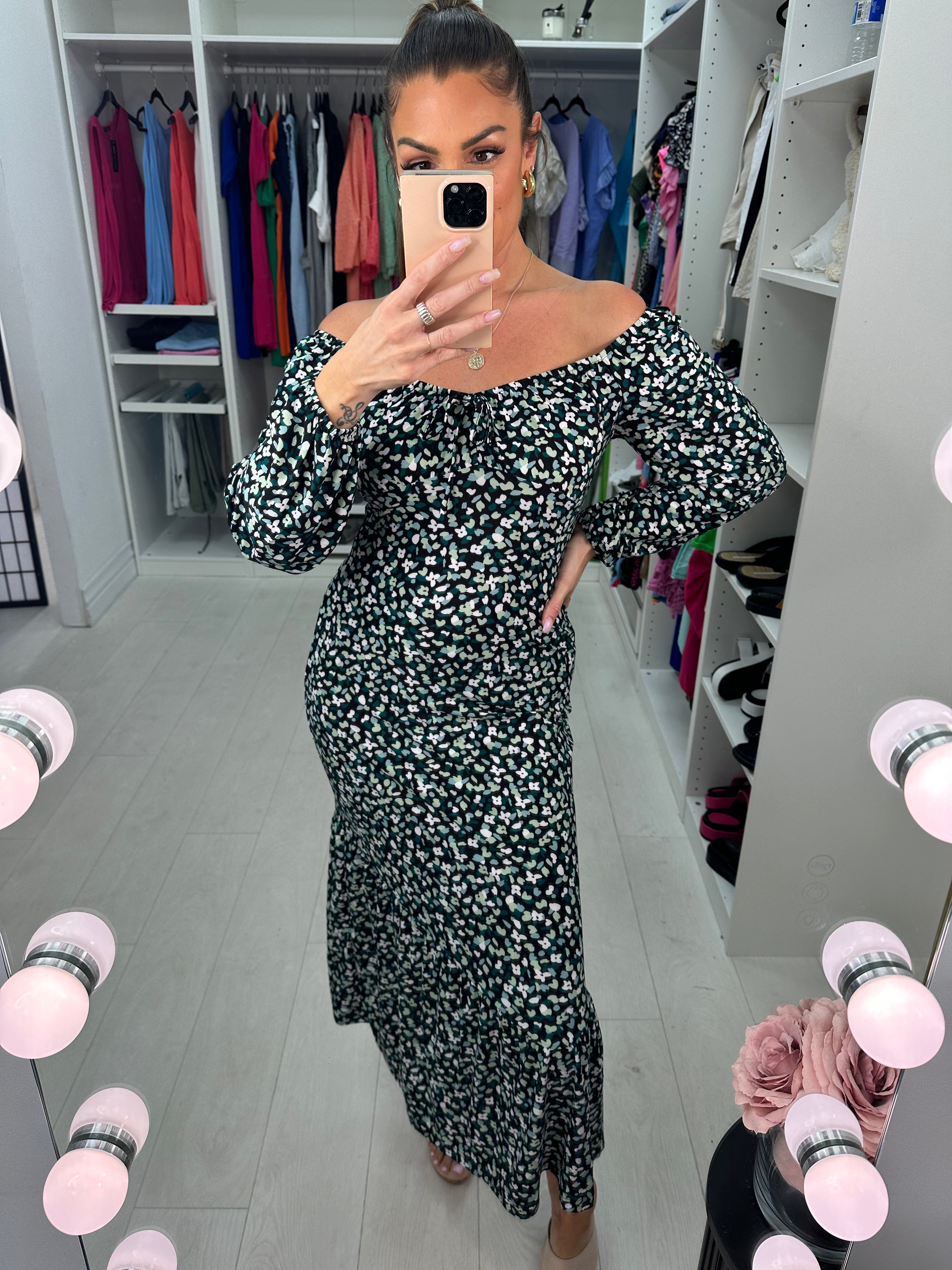 Elvis Tie Front Floral Stretch Dress