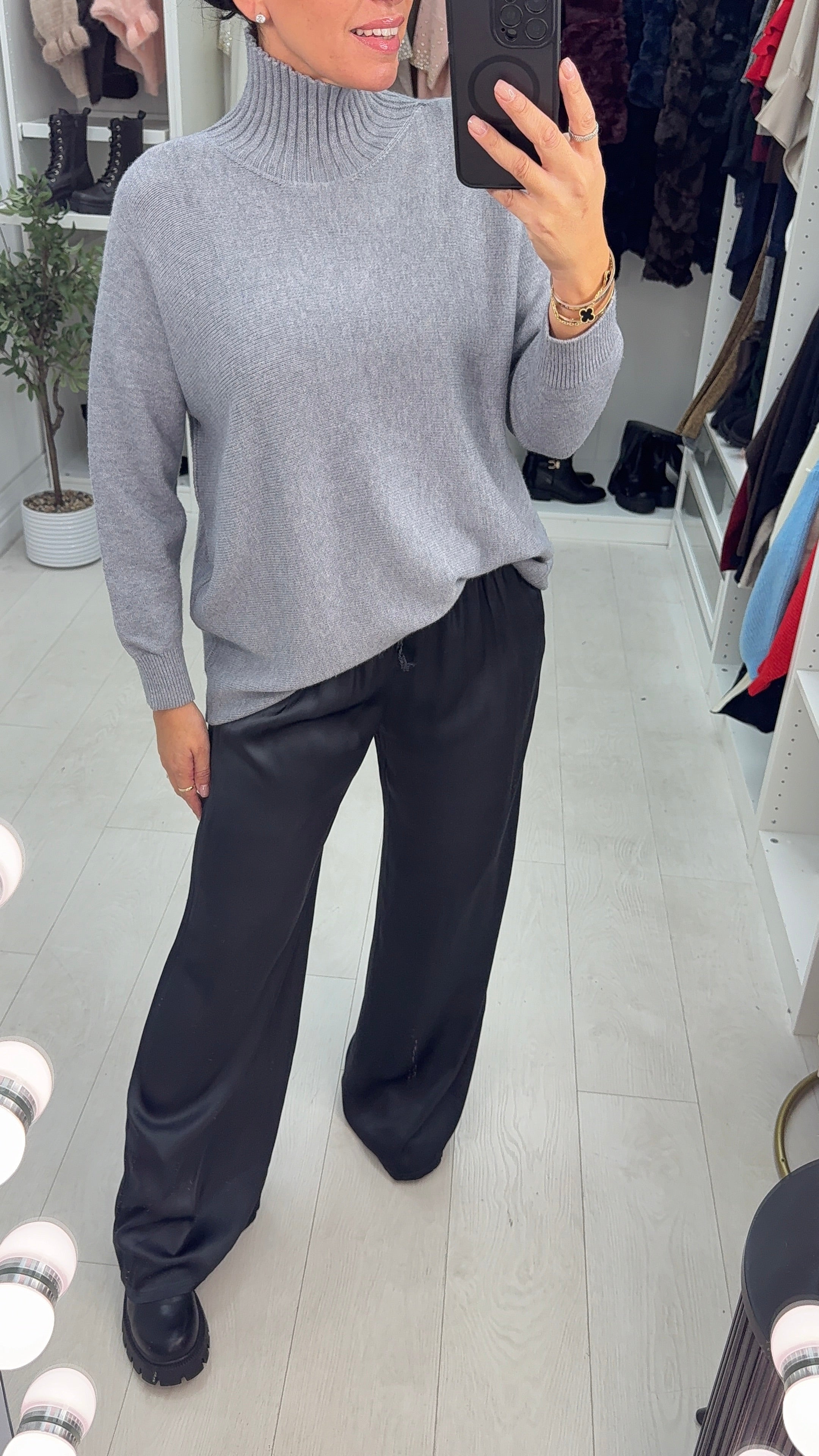 Erin Ribbed High Neck Jumper