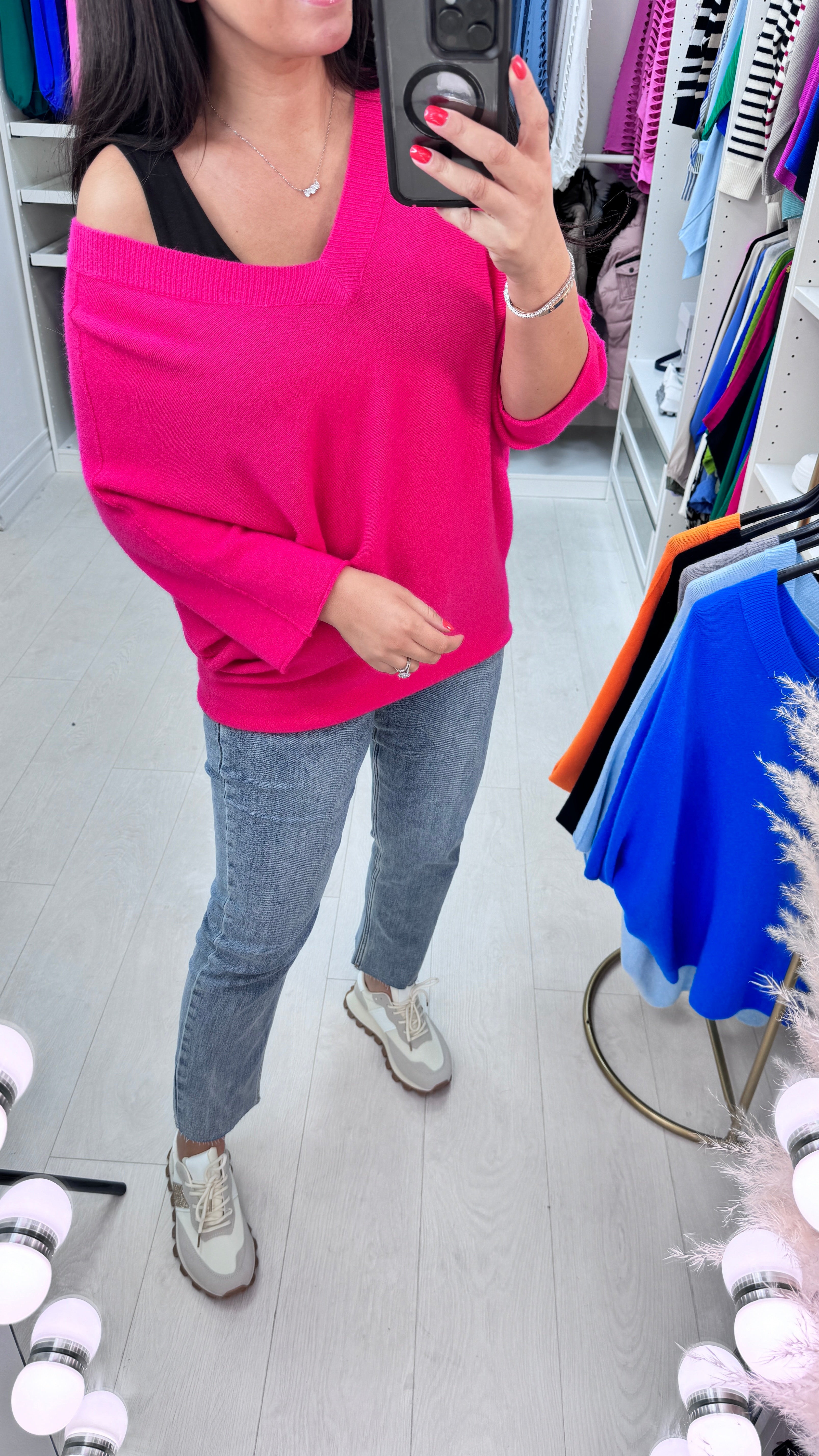 Fidan V Neck Rib Knit Jumper