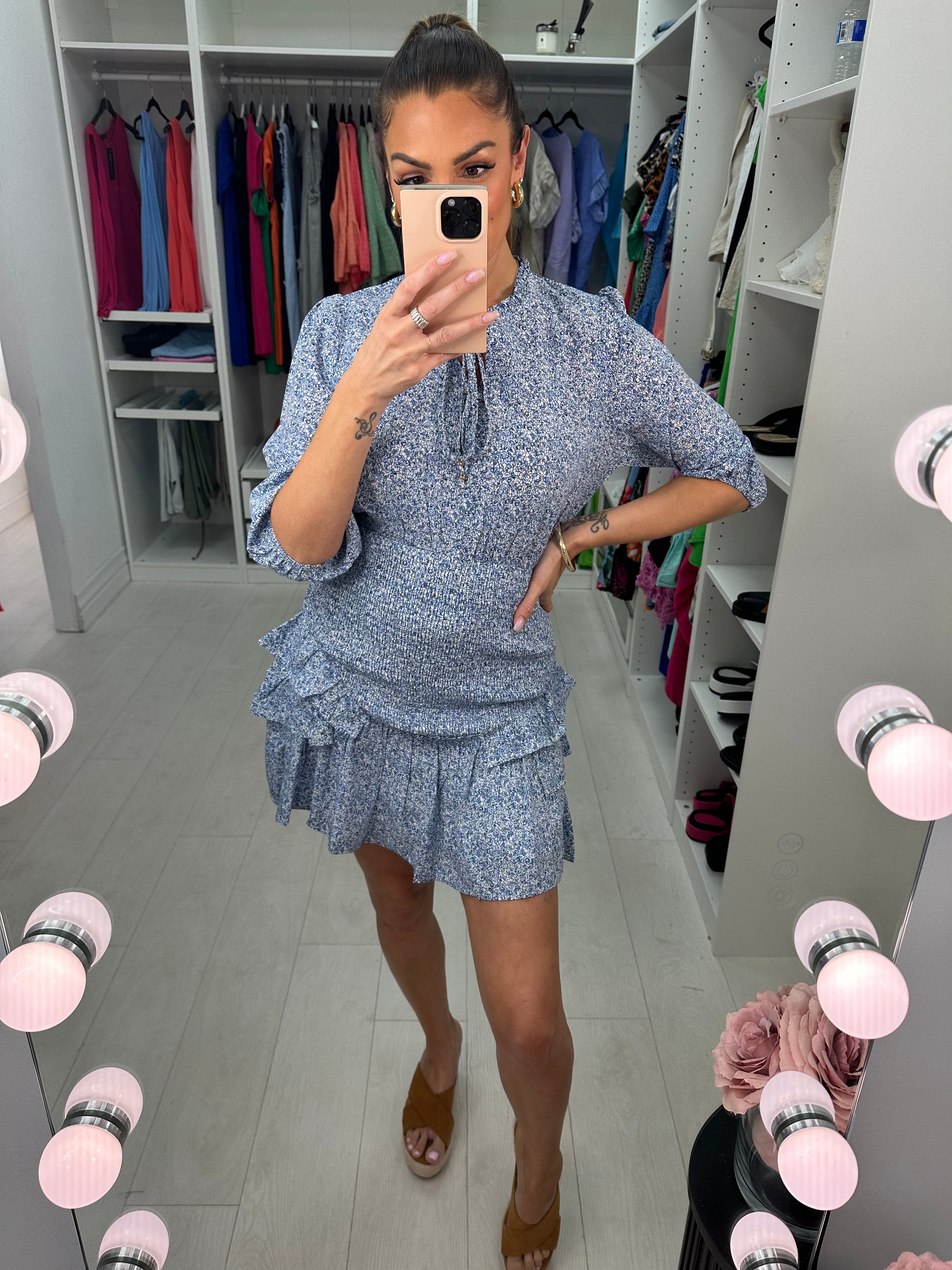 Italy Ditsy Floral Print Elasticated Waist Dress