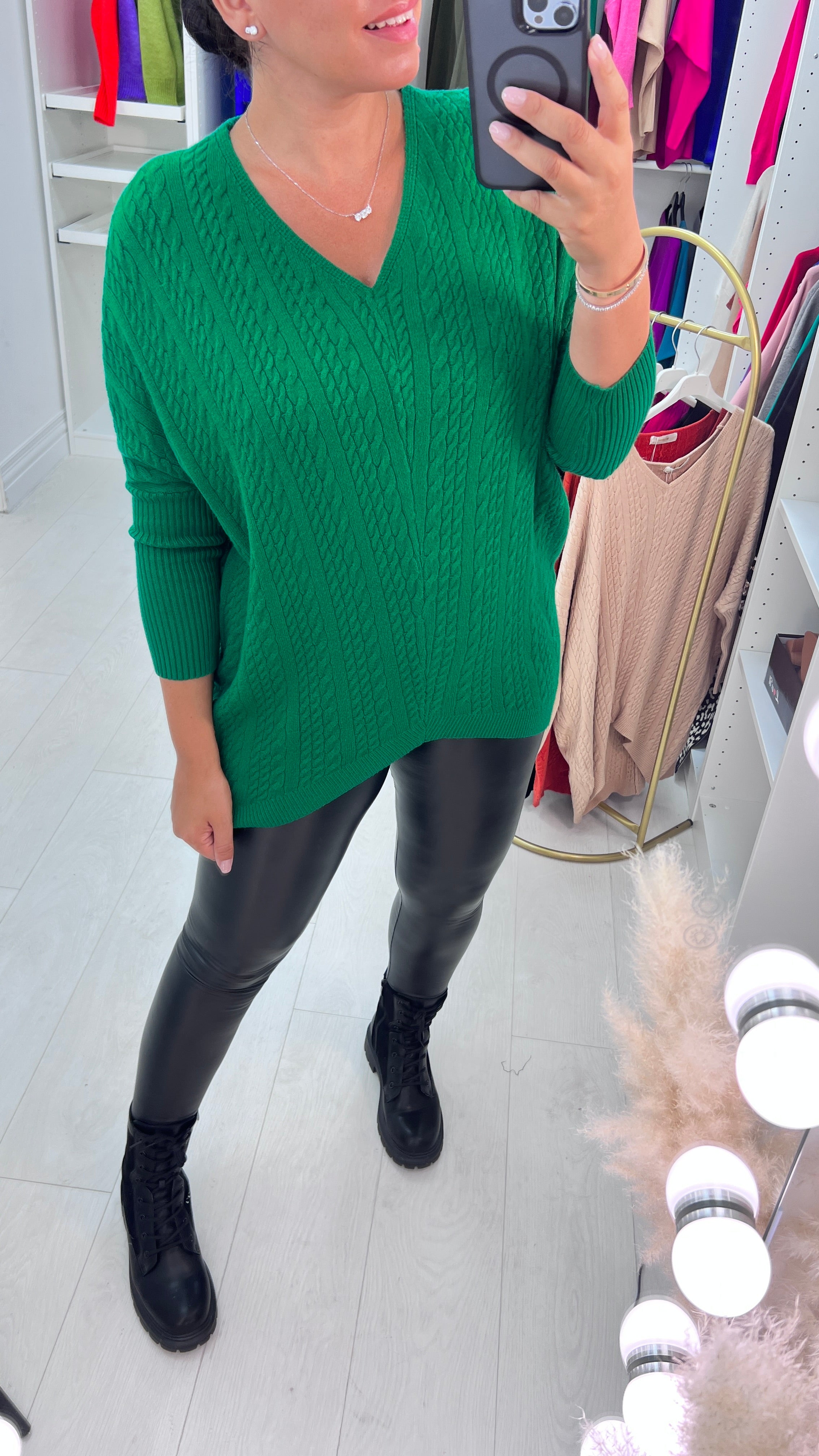 Capricorn Pleated V-Neck Knitted Jumper