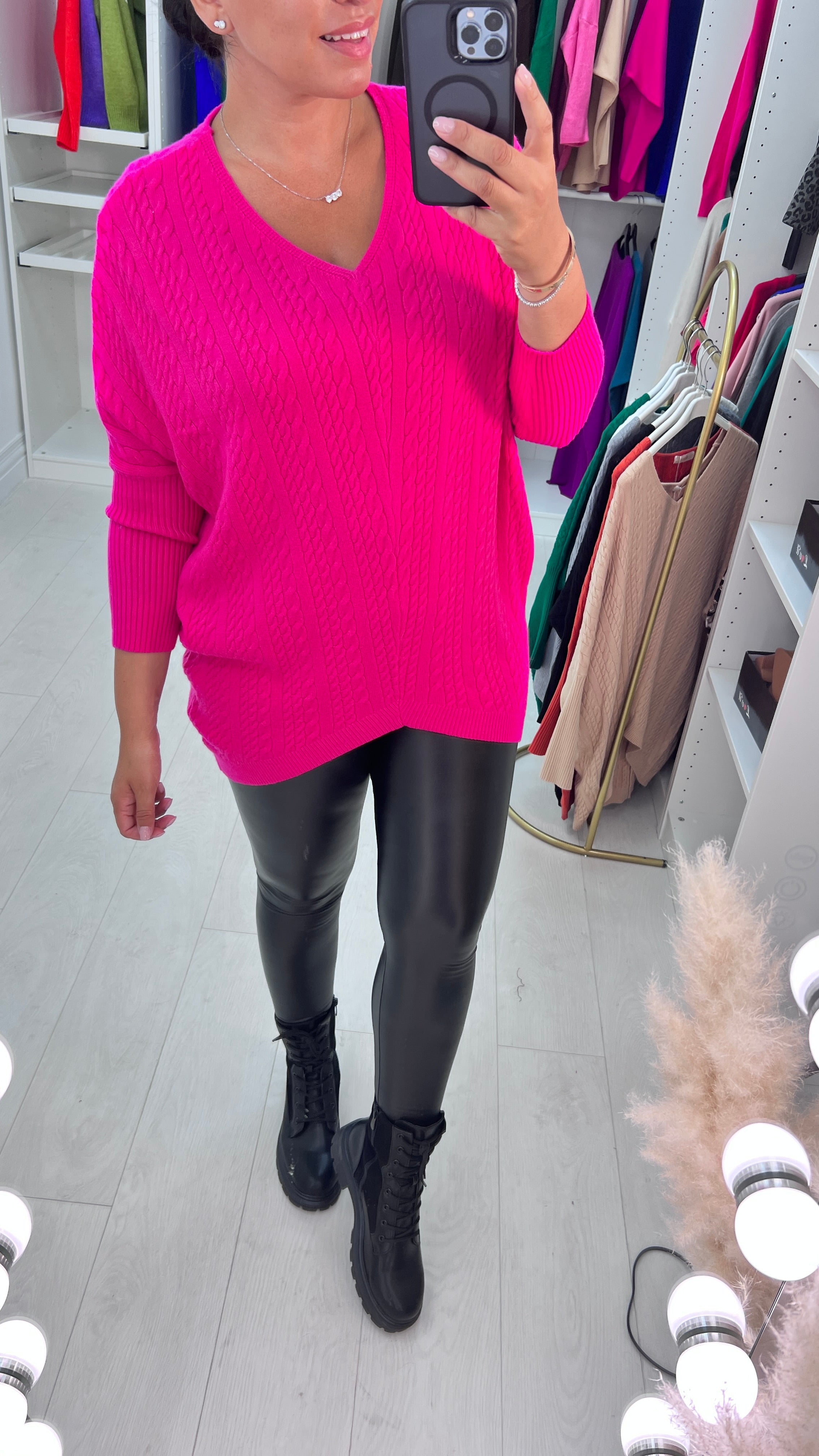 Capricorn Pleated V-Neck Knitted Jumper