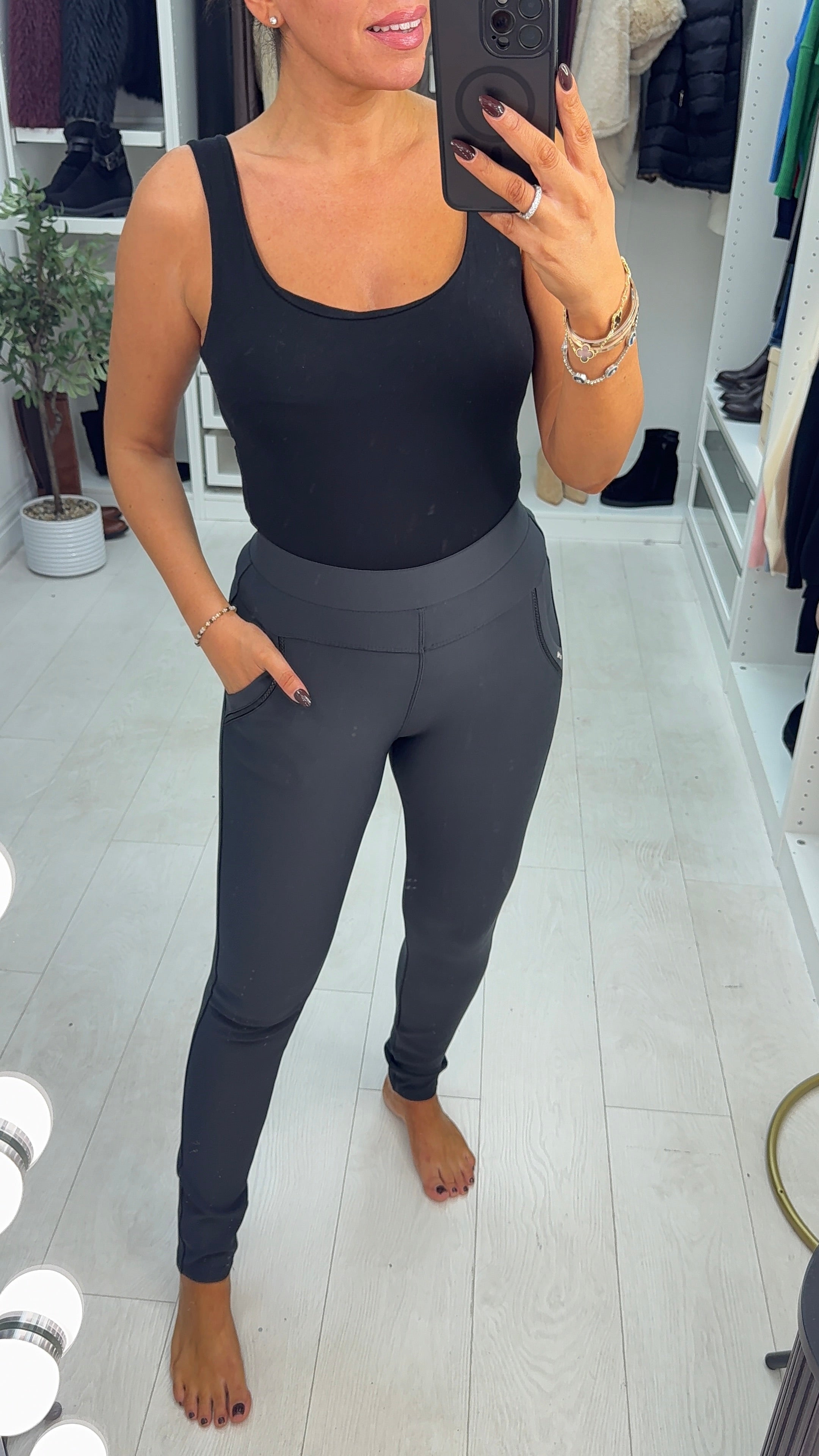 Hatty Dark Grey Super Stretch Scuba Leggings