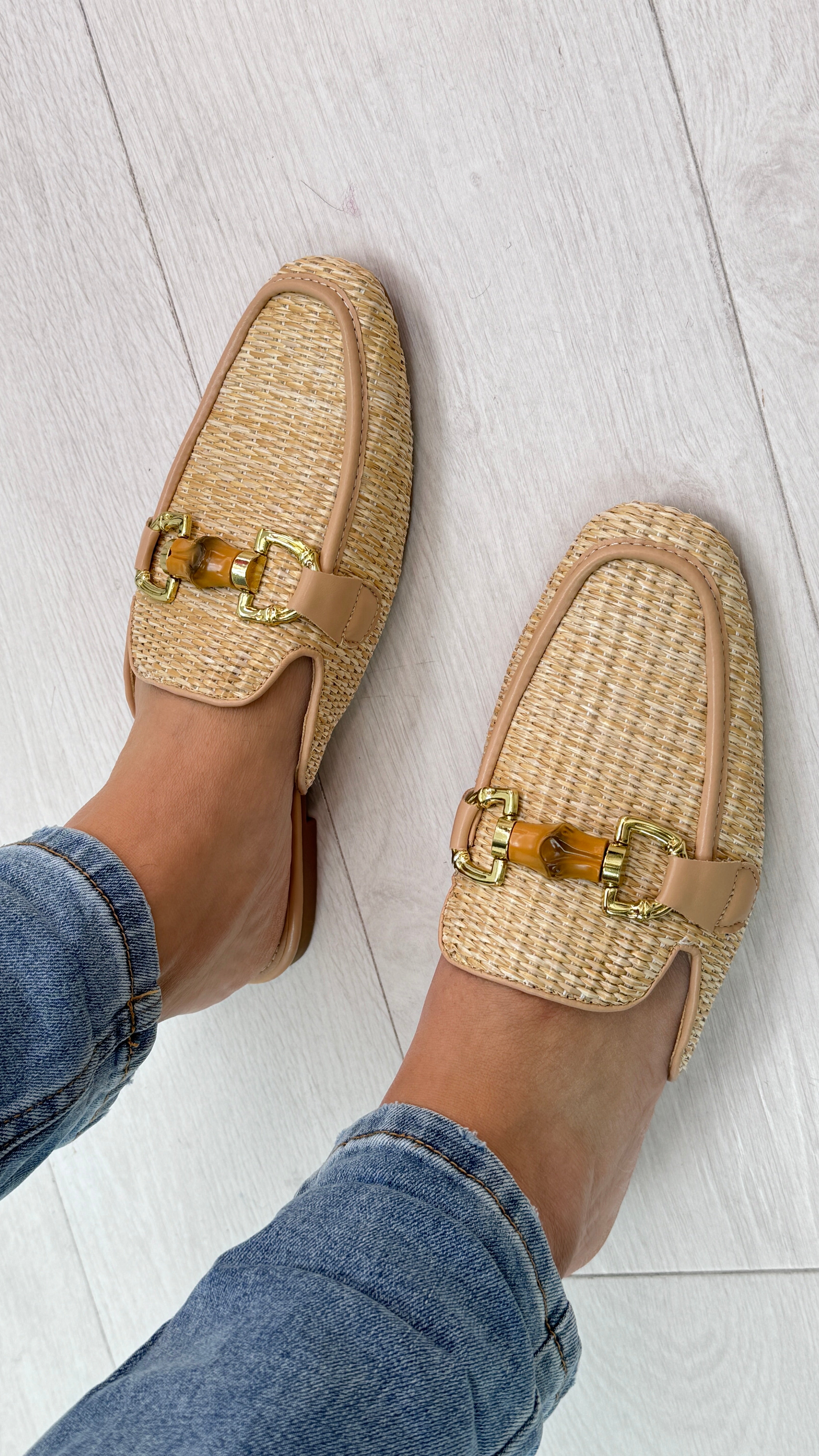 LeeLee Chain Loafer Leather Mules