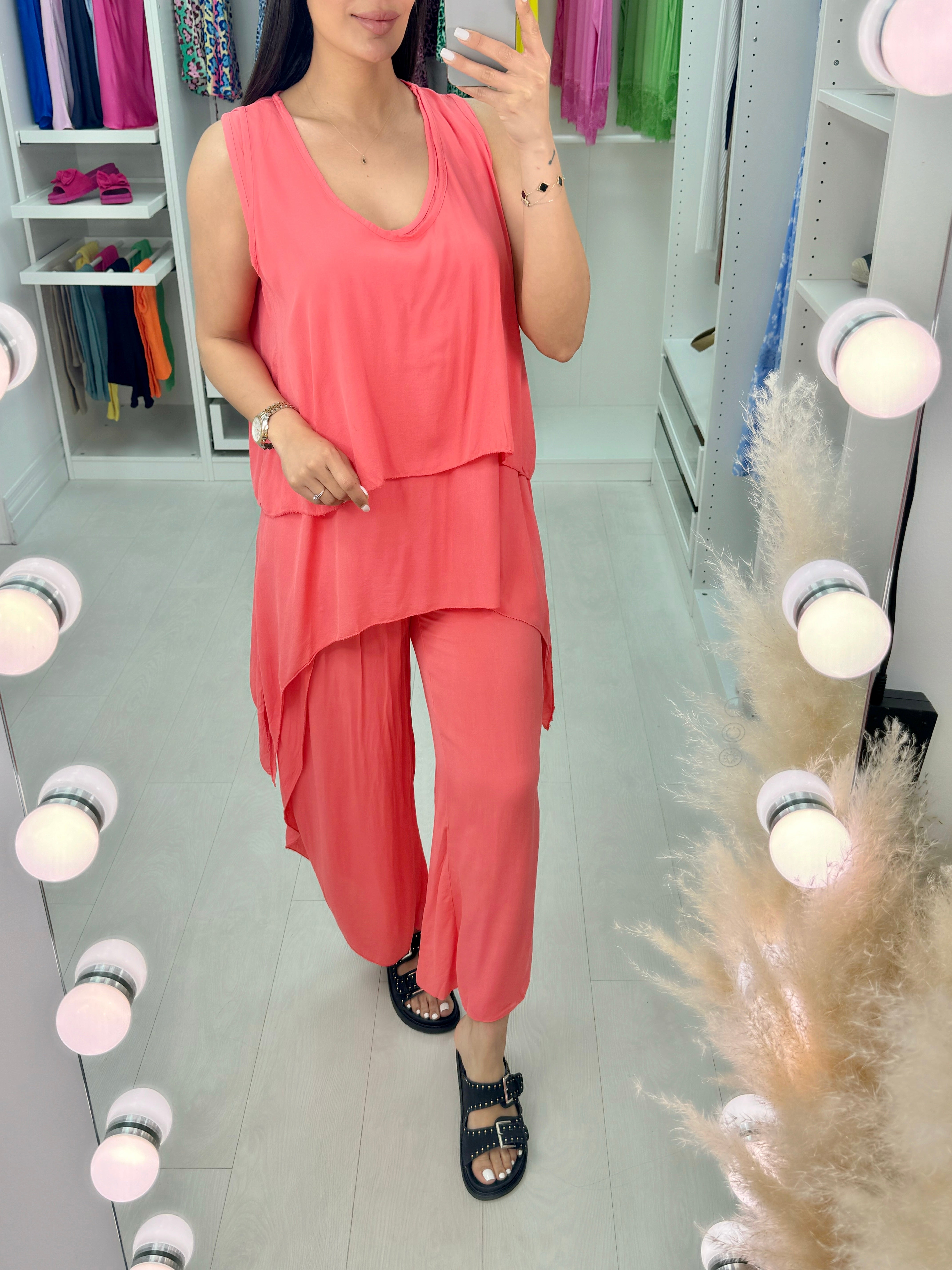 Aliyah Double Layer Top Split Leg Hareem Set