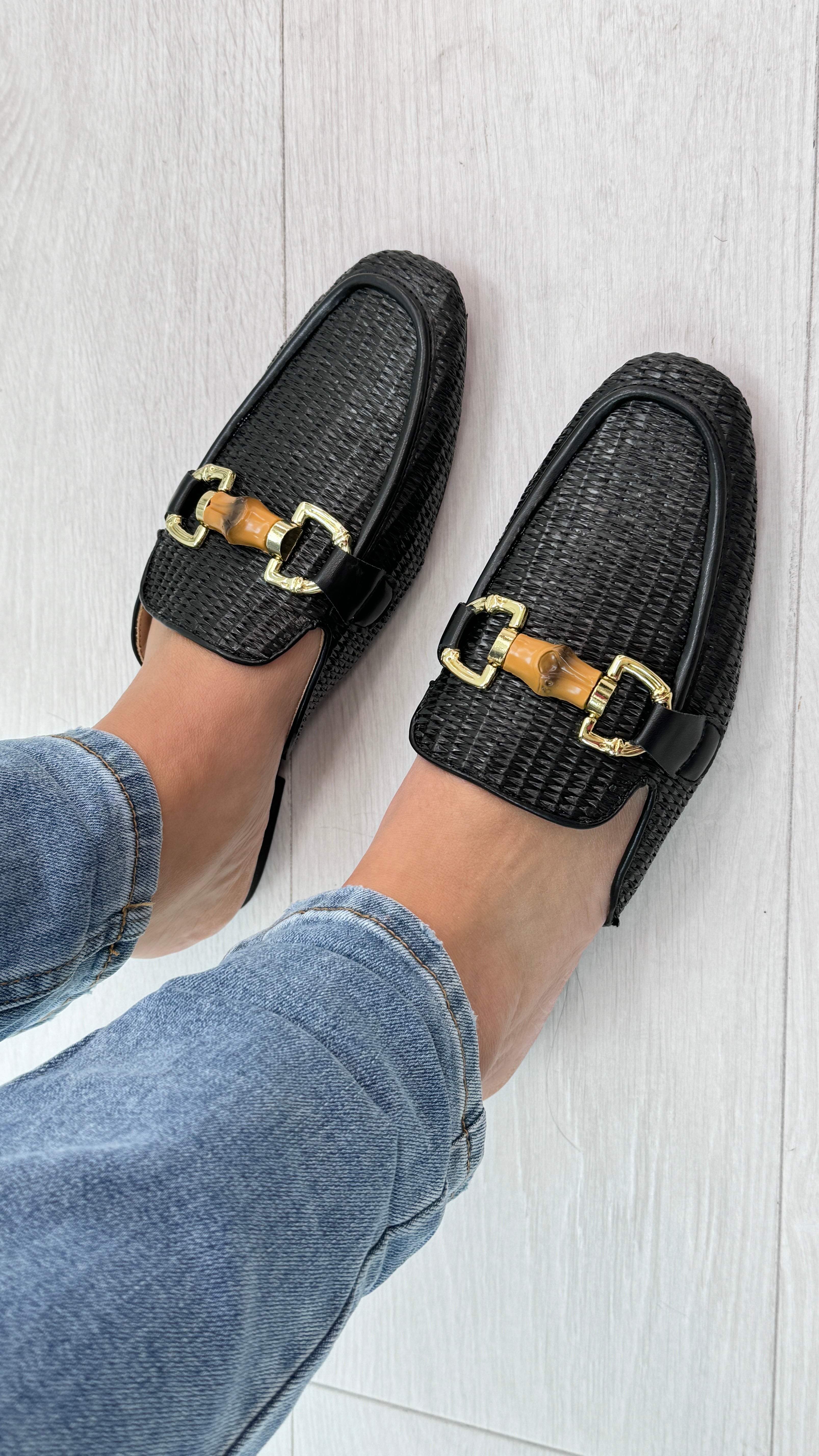 LeeLee Chain Loafer Leather Mules