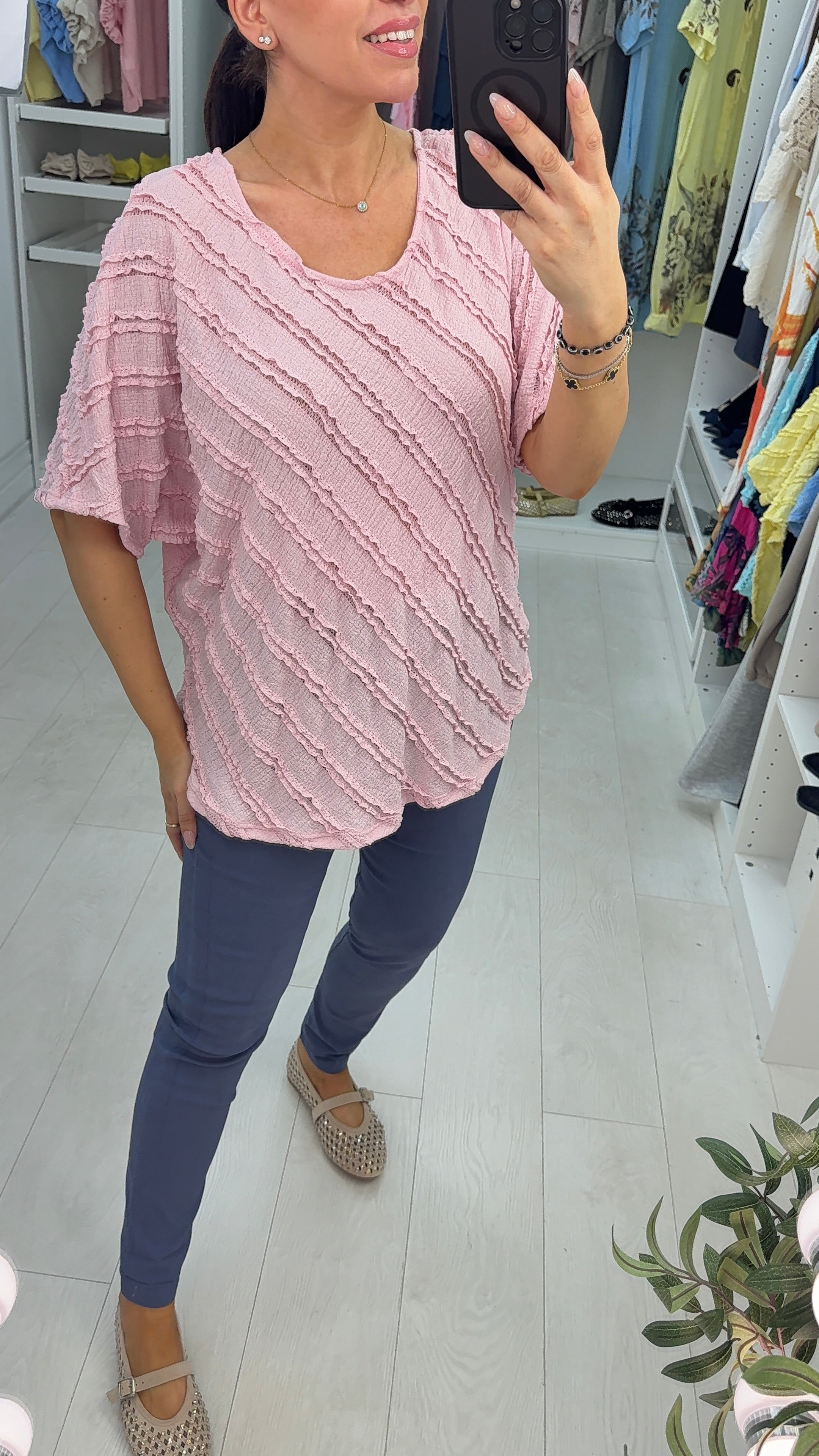 Davinia Ribbon Tie Back Ruffle Top